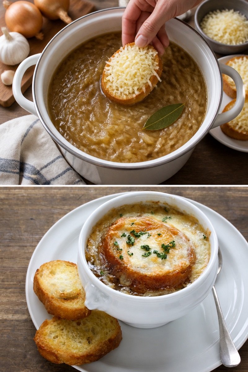 Soupe à l'oignon gratinée