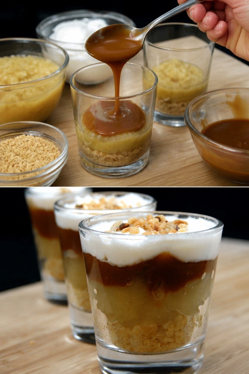 Verrines aux pommes et caramel