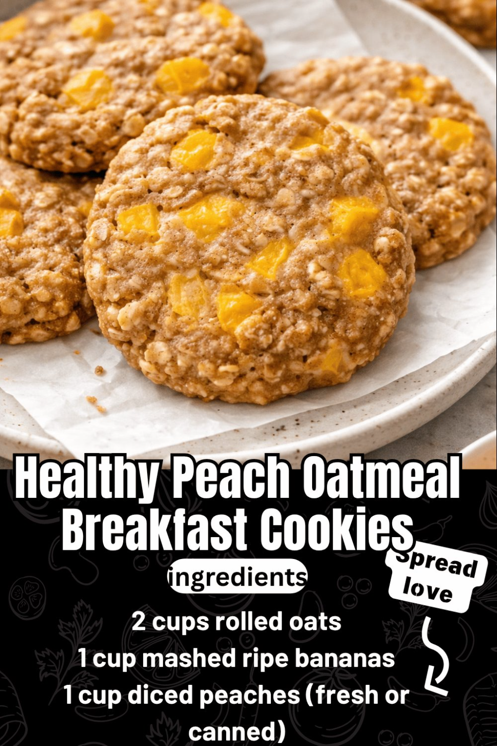 Healthy Peach Oatmeal Breakfast Cookies