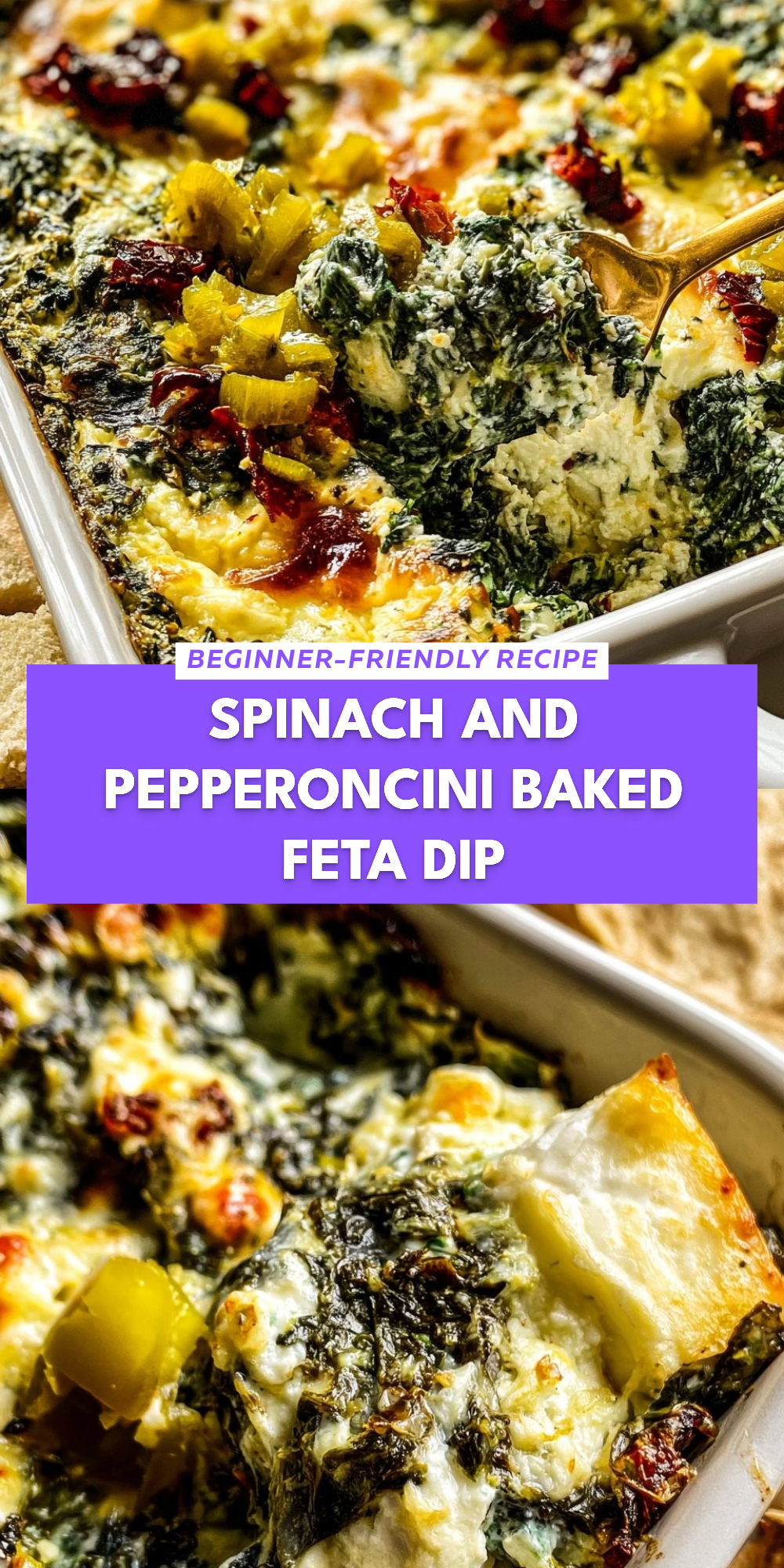 Spinach and Pepperoncini Baked Feta Dip