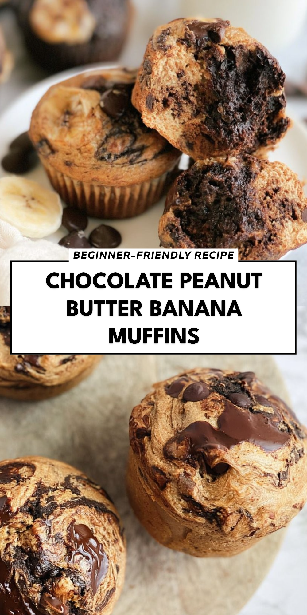 Chocolate Peanut Butter Banana Muffins