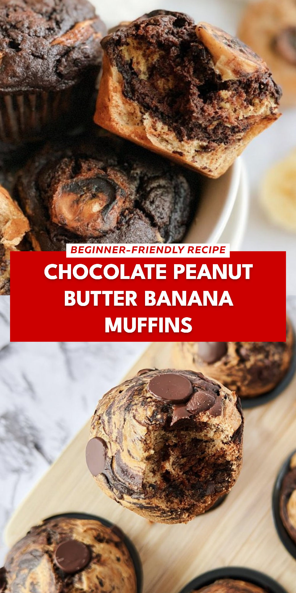 Chocolate Peanut Butter Banana Muffins