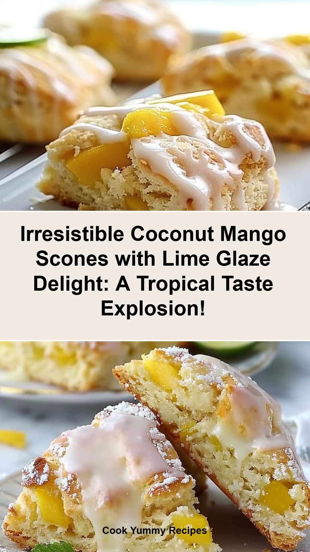 Coconut Mango Scones with Lime Glaze