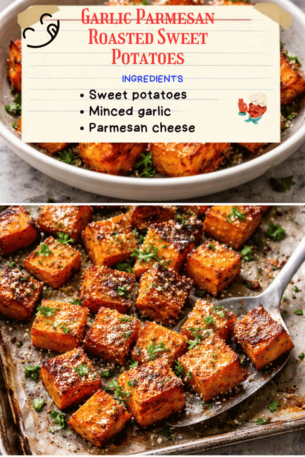 Garlic Parmesan Roasted Sweet Potatoes