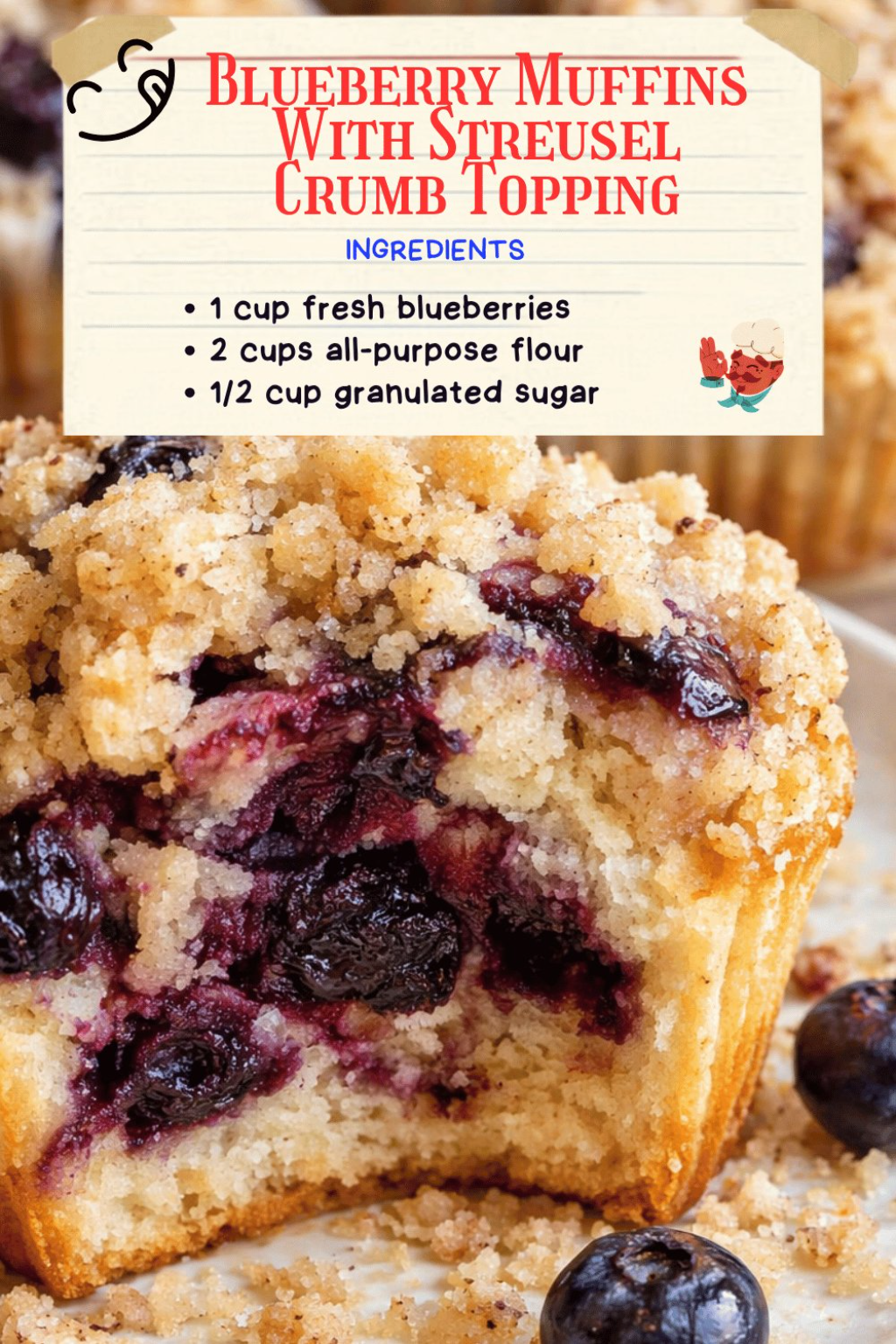 Blueberry Muffins With Streusel Crumb Topping