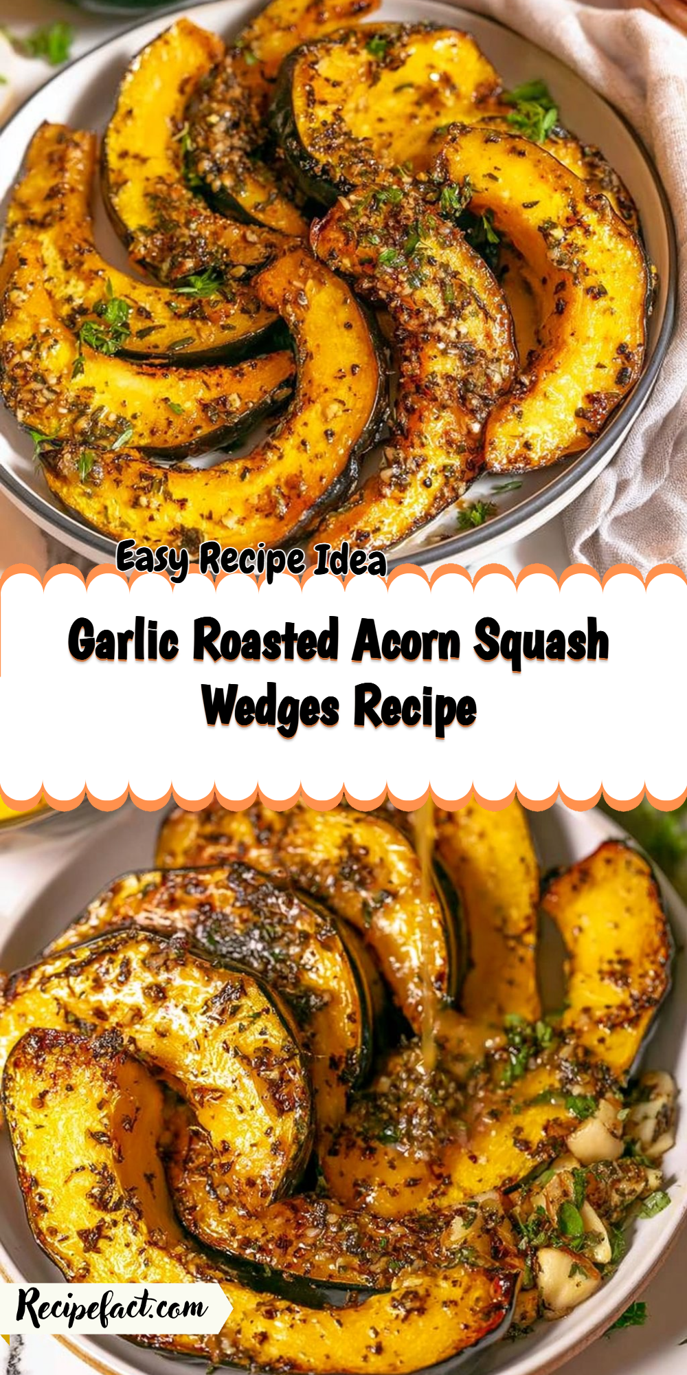 Garlic Roasted Acorn Squash Wedges Recipe