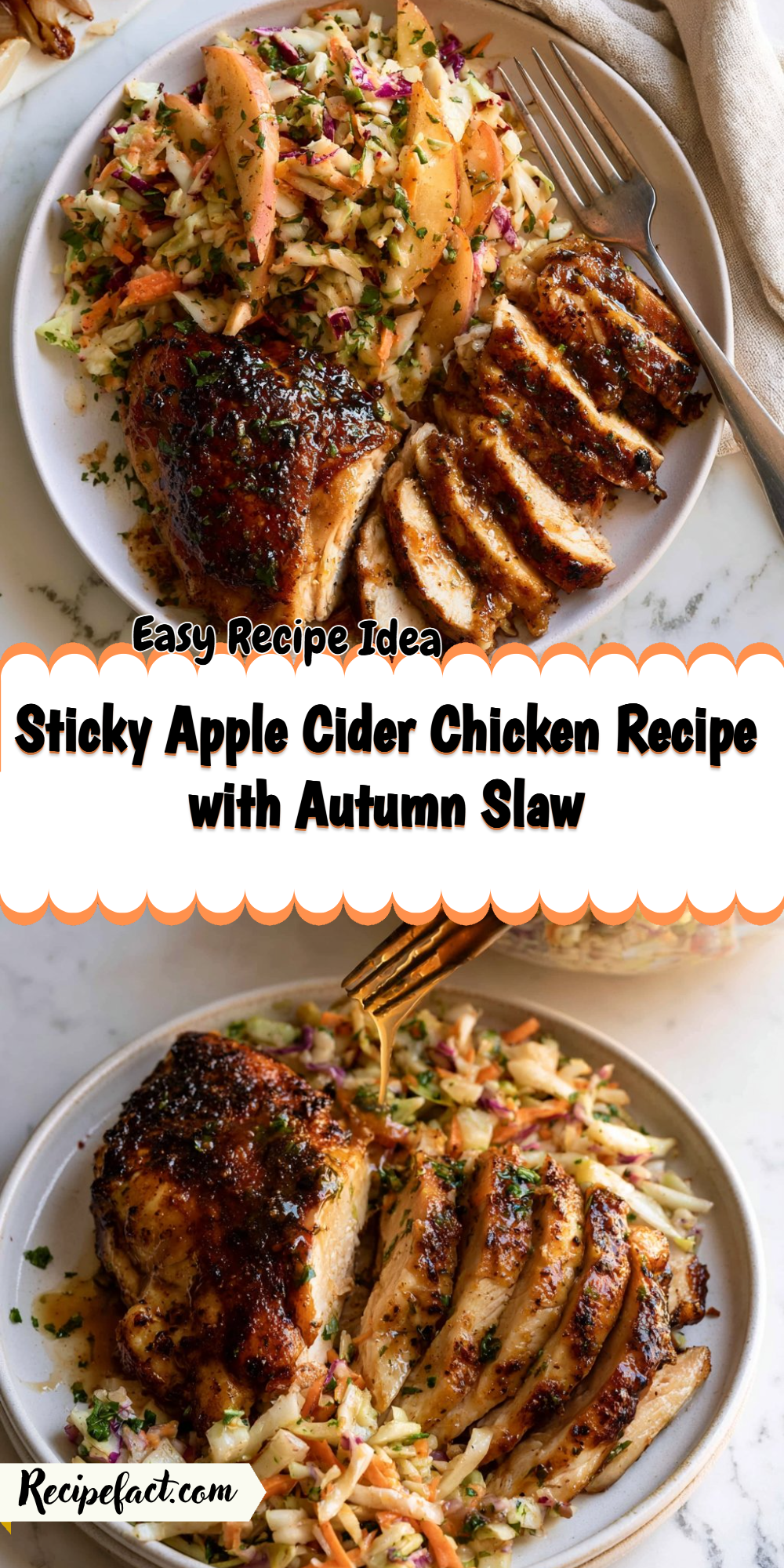 Sticky Apple Cider Chicken Recipe with Autumn Slaw