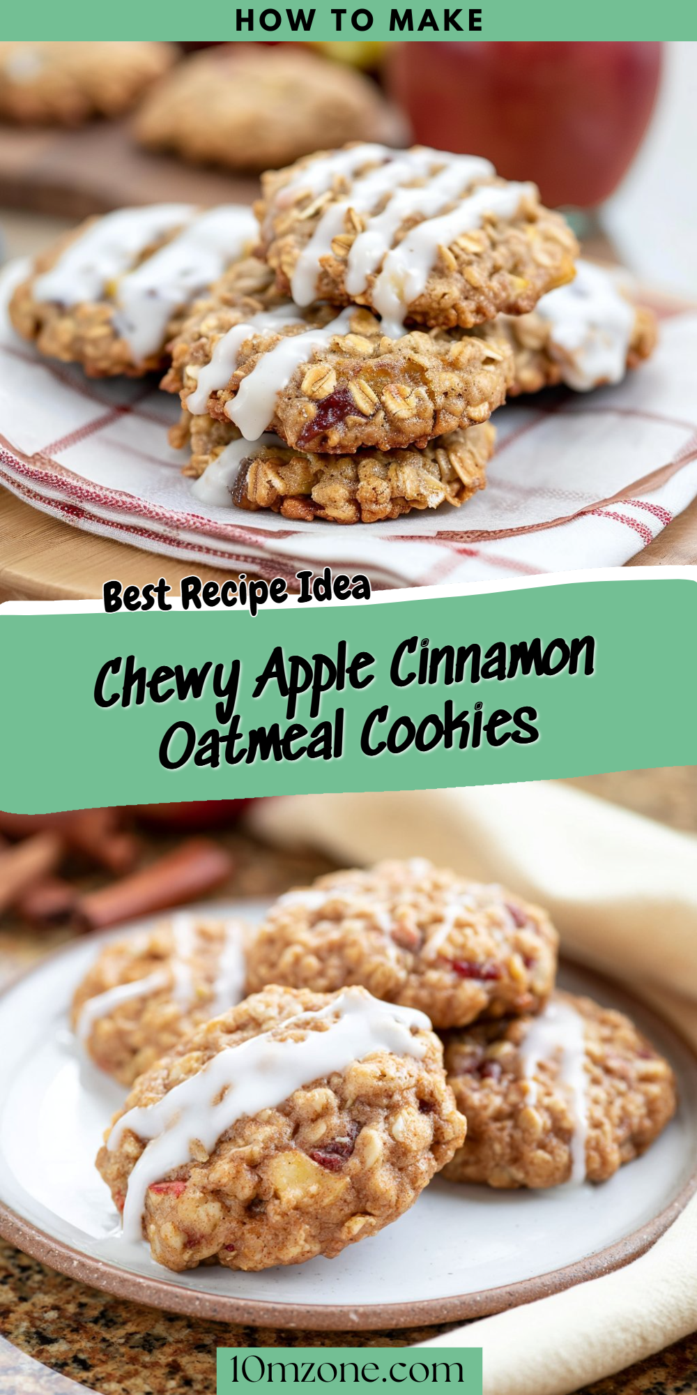 Chewy Apple Cinnamon Oatmeal Cookies