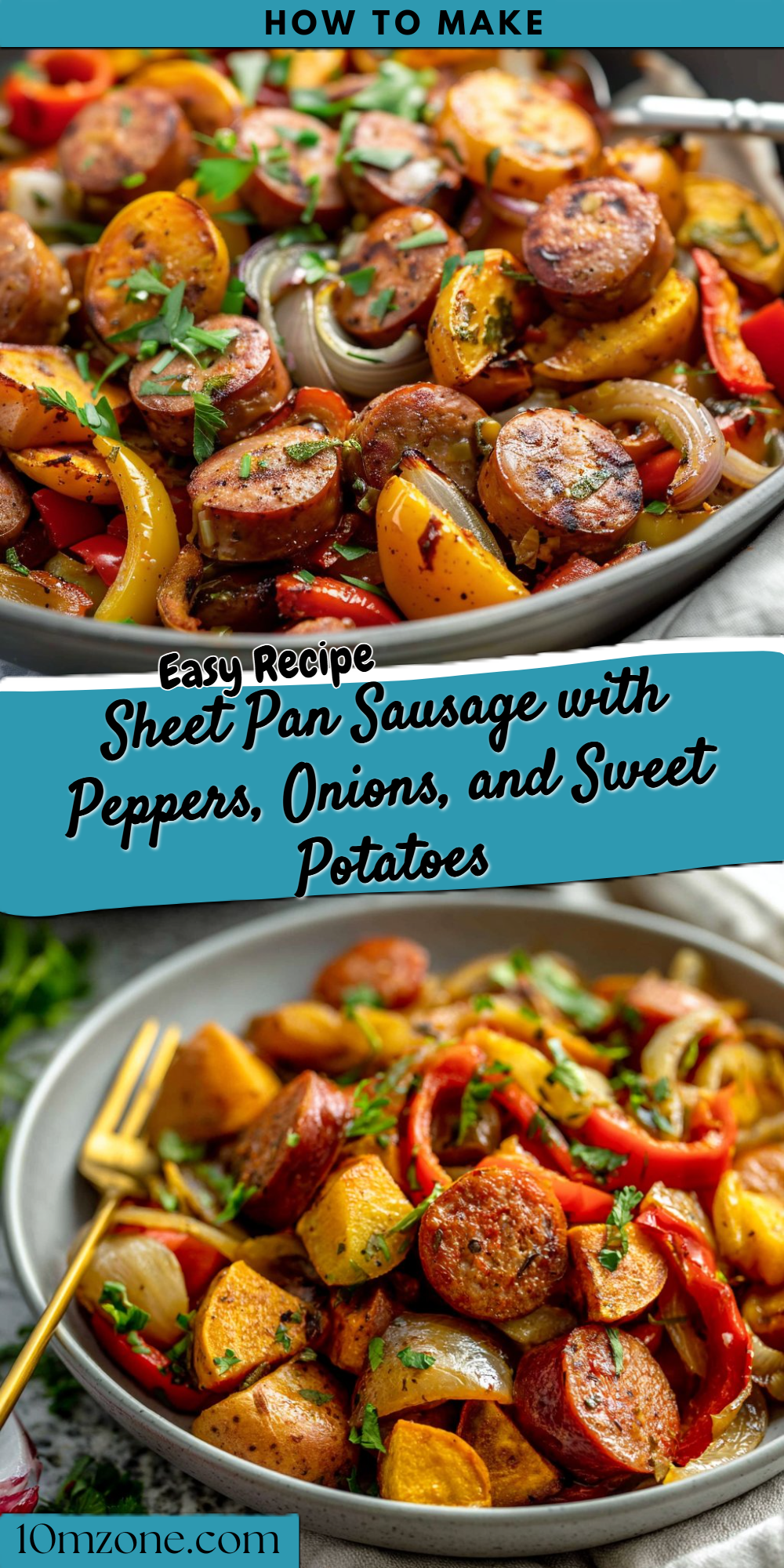 Sheet Pan Sausage with Peppers, Onions, and Sweet Potatoes