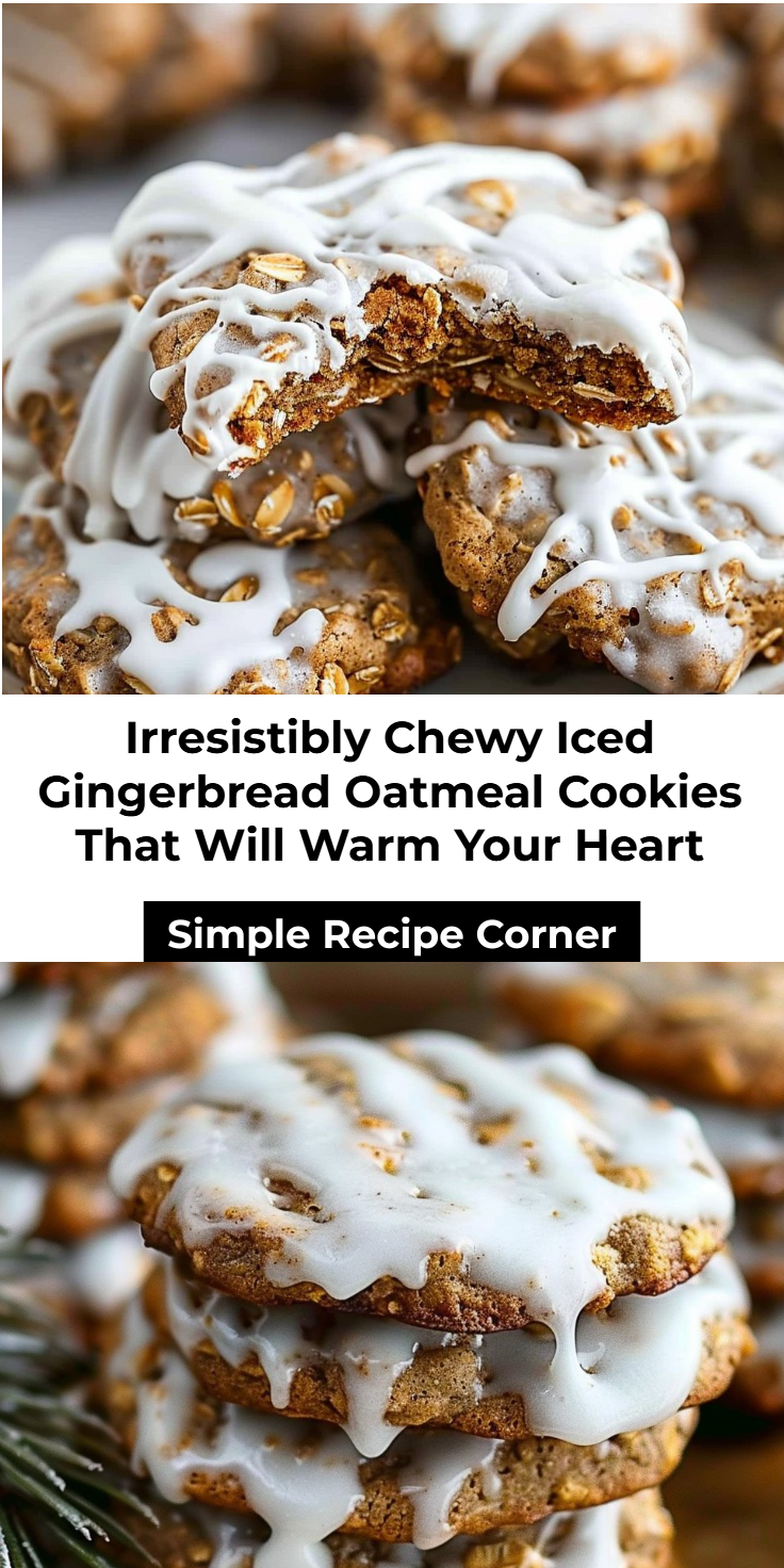 Gingerbread Oatmeal Cookies with Icing