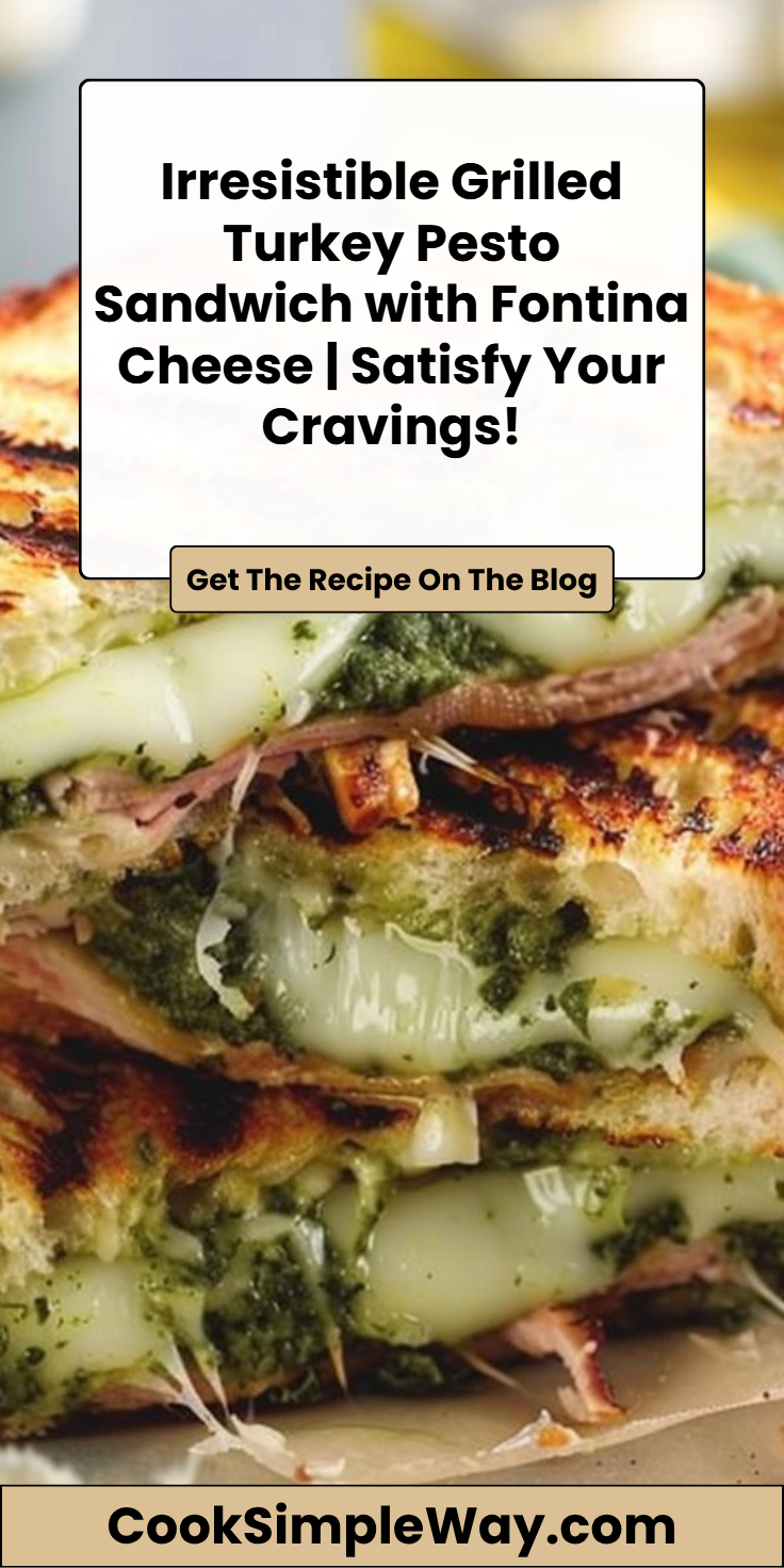 Grilled Turkey Pesto Sandwich with Fontina Cheese | Sandwich recipes pesto, Healthy pesto sandwich, Pesto panini