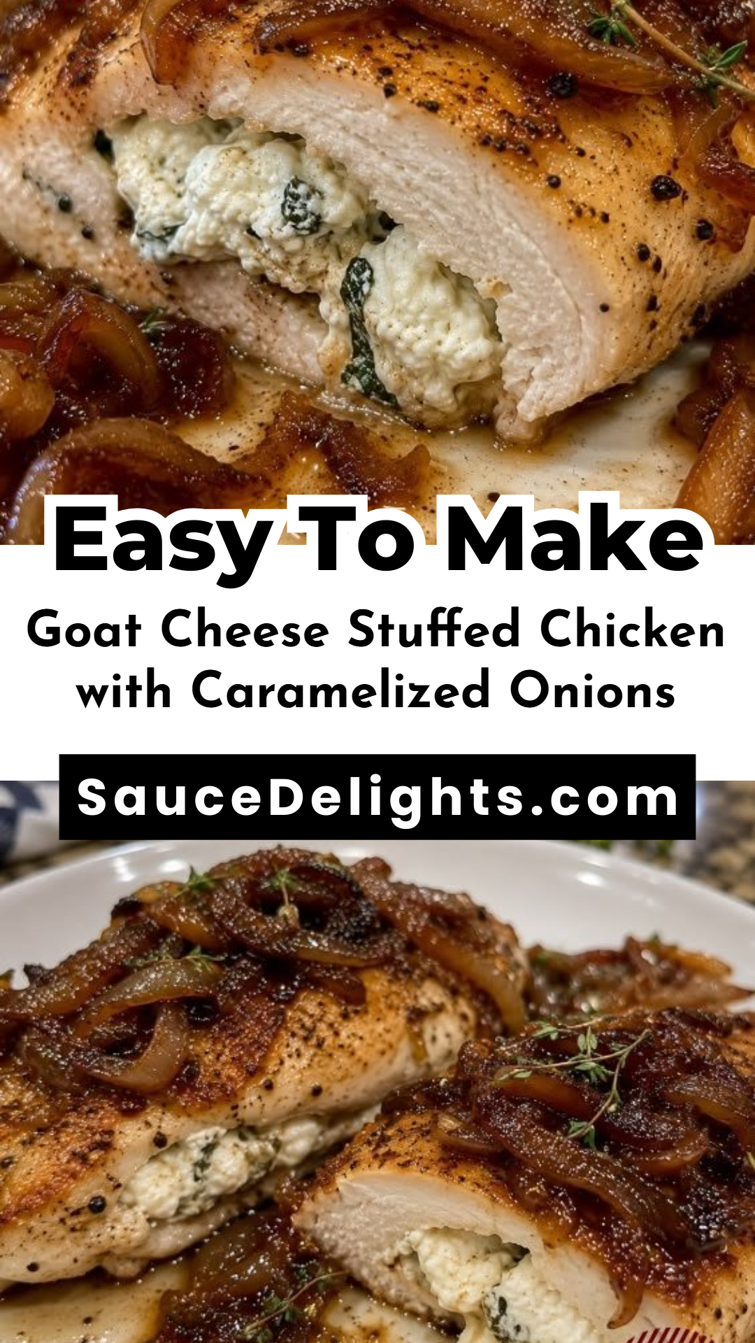 Goat Cheese Stuffed Chicken with Caramelized Onions