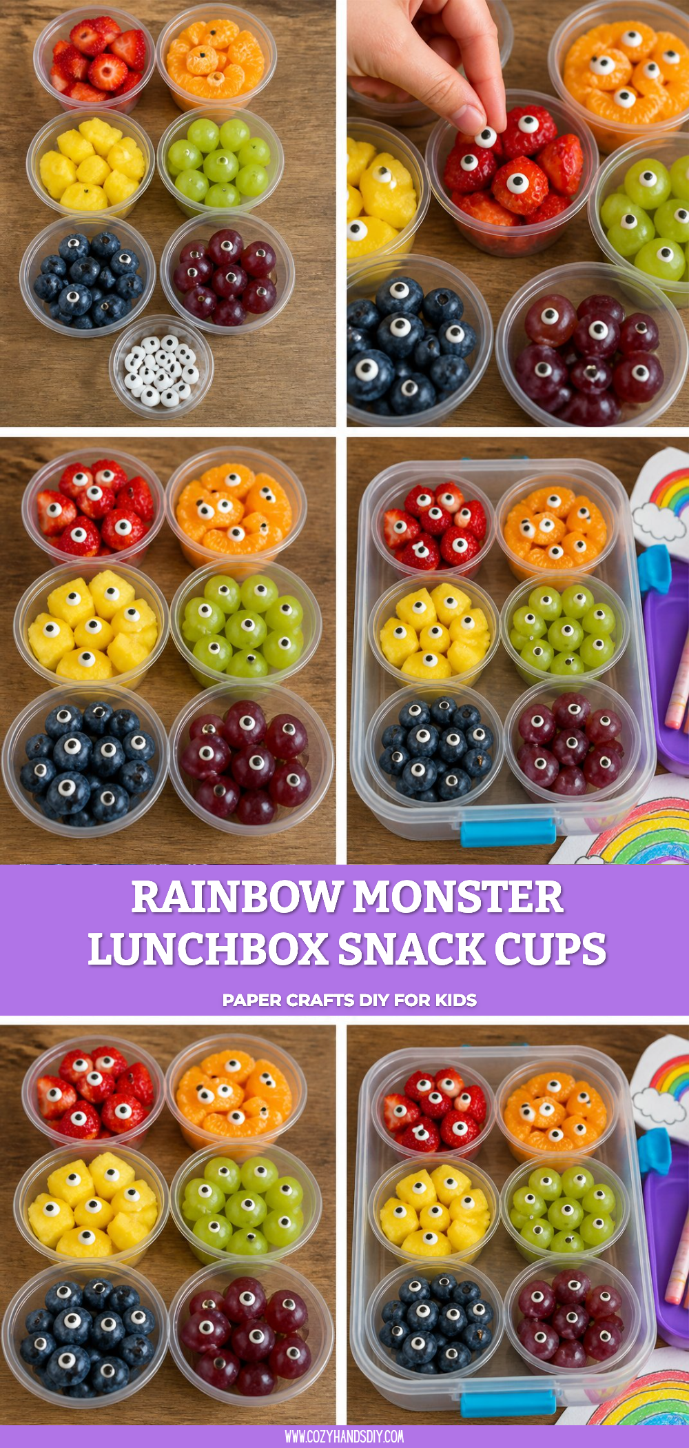 Rainbow Monster Lunchbox Snack Cups 6 Rainbow Monster Lunchbox Snack Cups