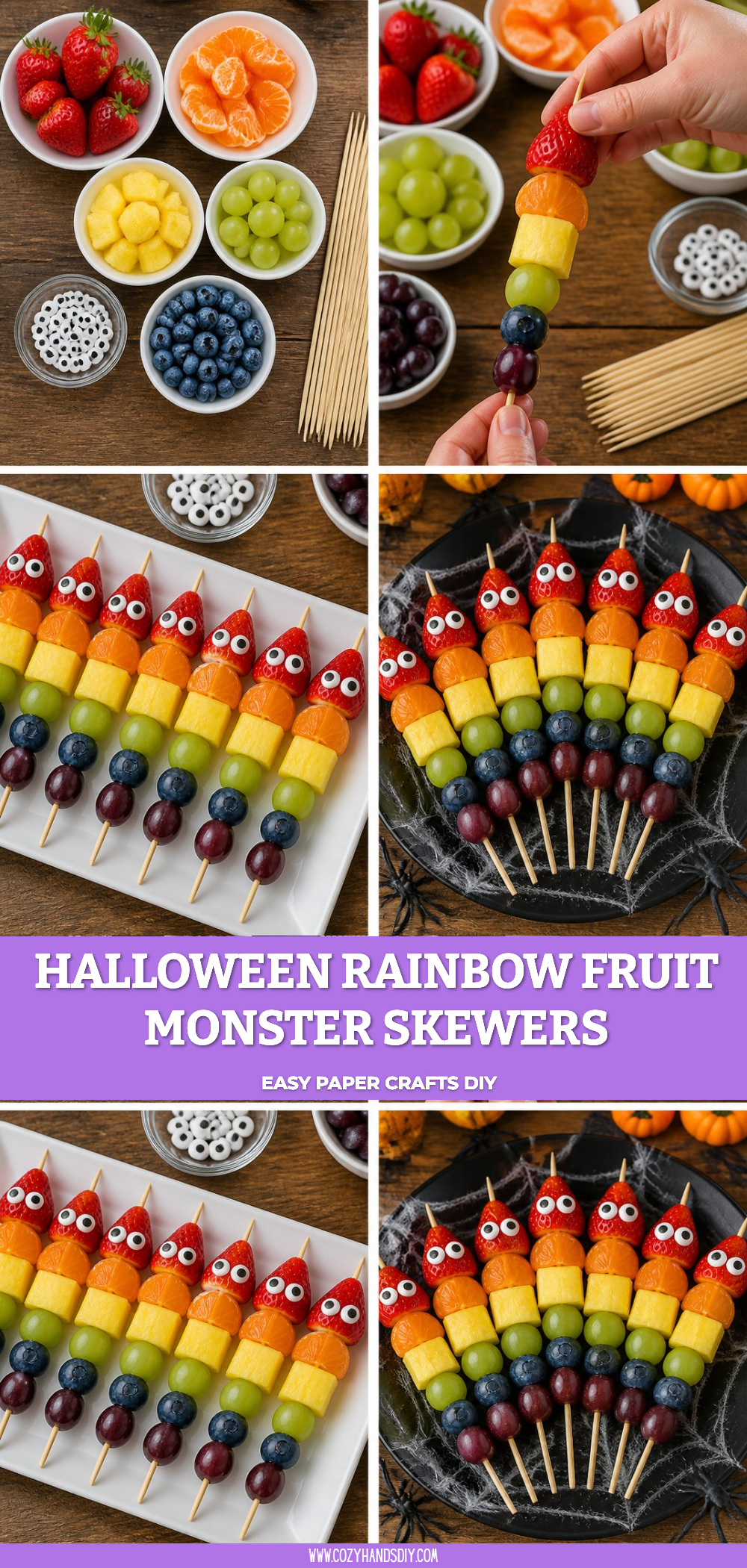 Halloween Rainbow Fruit Monster Skewers 6 Halloween Rainbow Fruit Monster Skewers