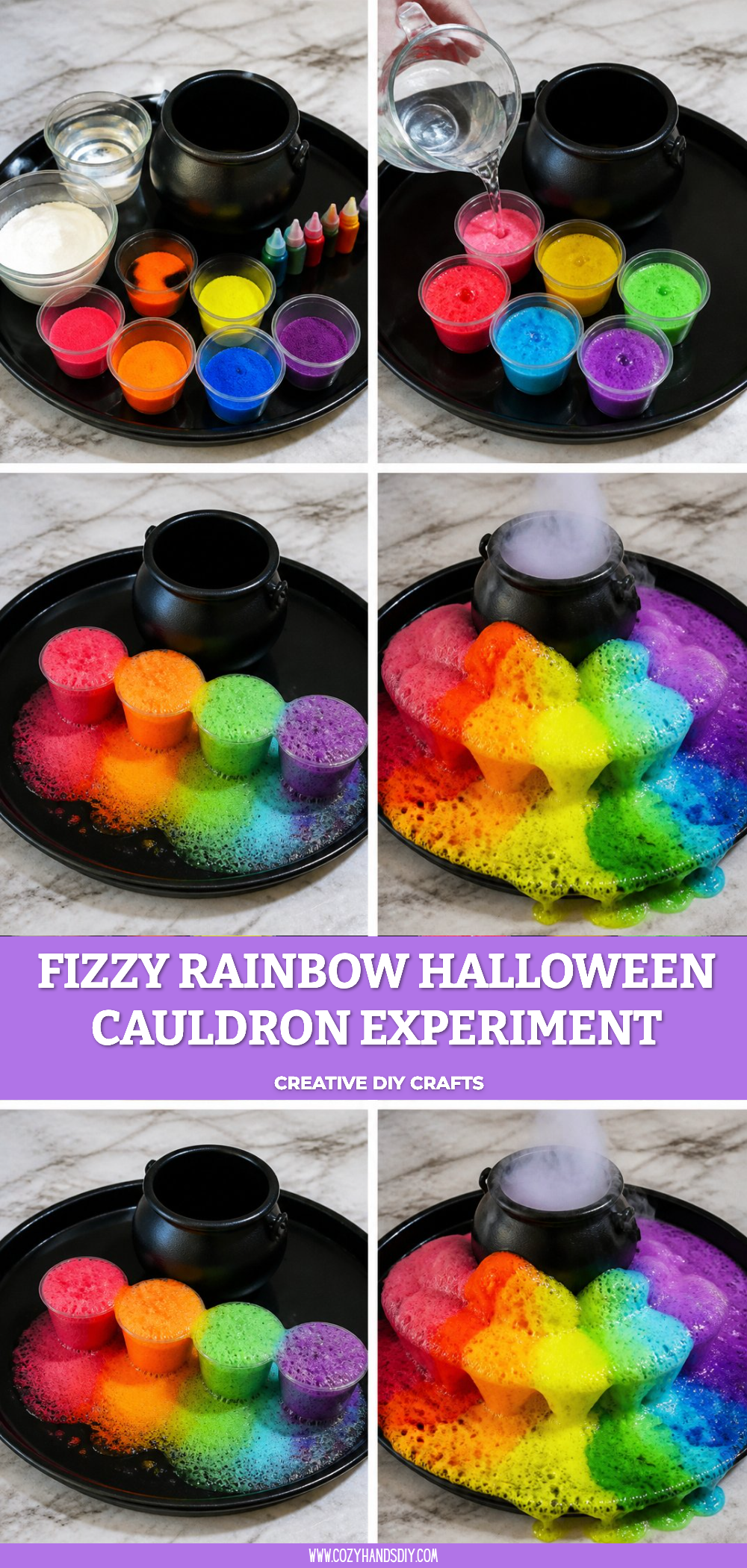 Fizzy Rainbow Halloween Cauldron Experiment