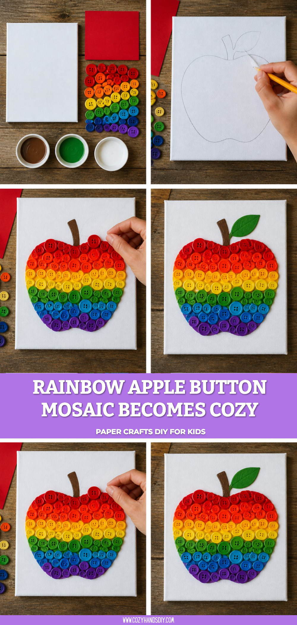Rainbow Apple Button Mosaic Becomes Cozy 6 Rainbow Apple Button Mosaic Becomes Cozy