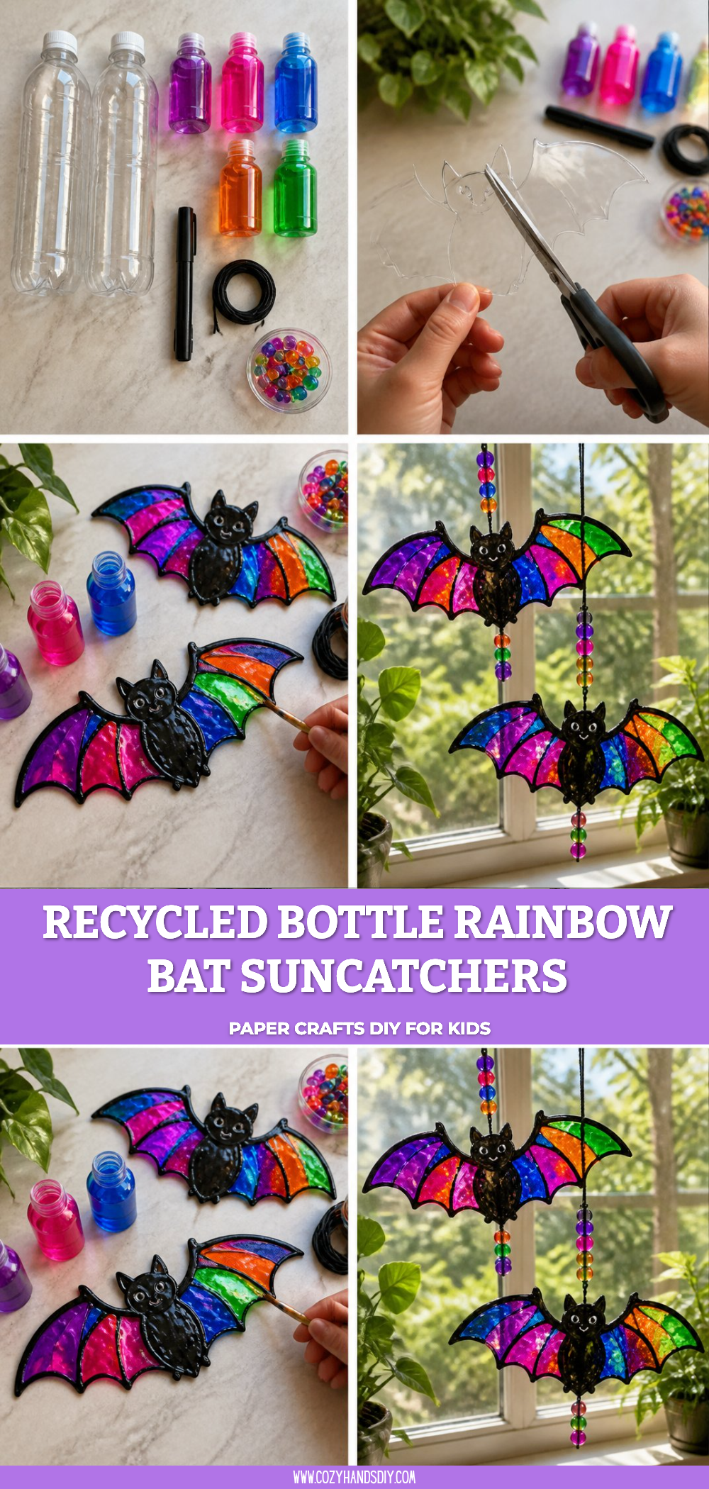 Recycled Bottle Rainbow Bat Suncatchers