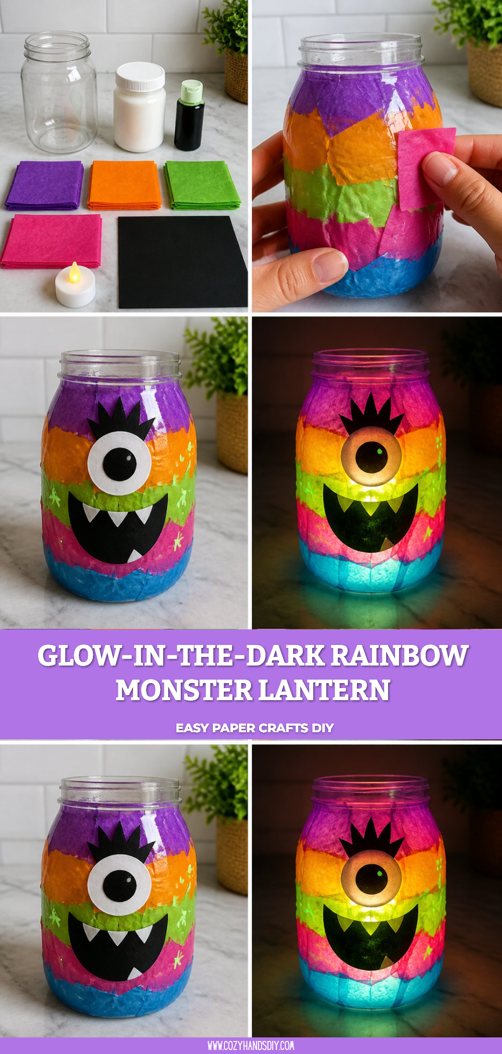 Glow-in-the-Dark Rainbow Monster Lantern