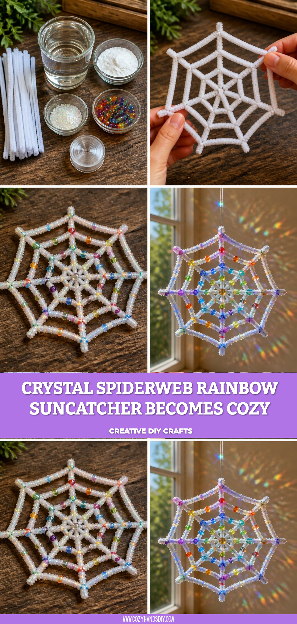 Crystal Spiderweb Rainbow Suncatcher Becomes Cozy 6 Crystal Spiderweb Rainbow Suncatcher Becomes Cozy