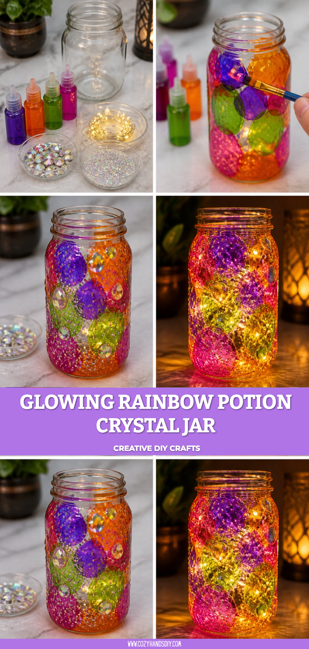 Glowing Rainbow Potion Crystal Jar