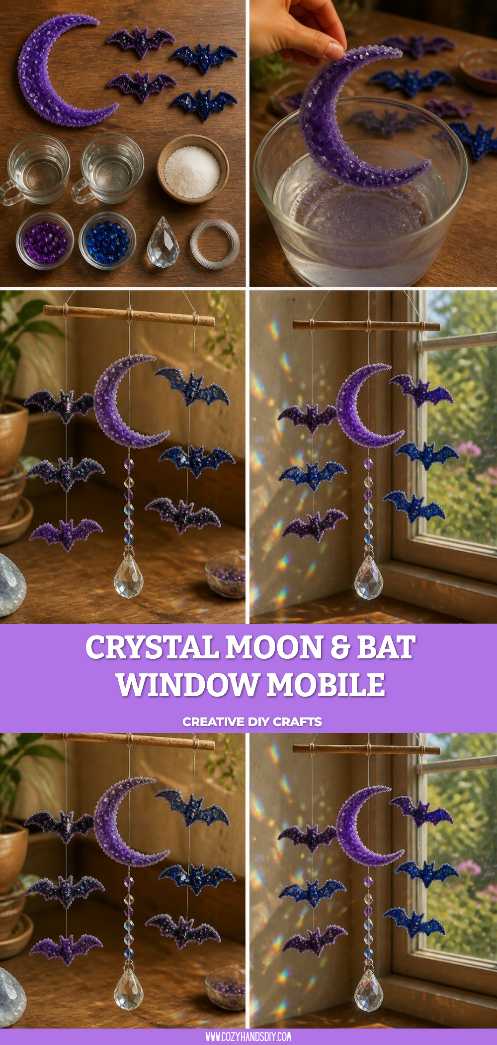Crystal Moon & Bat Window Mobile 6 Crystal Moon & Bat Window Mobile