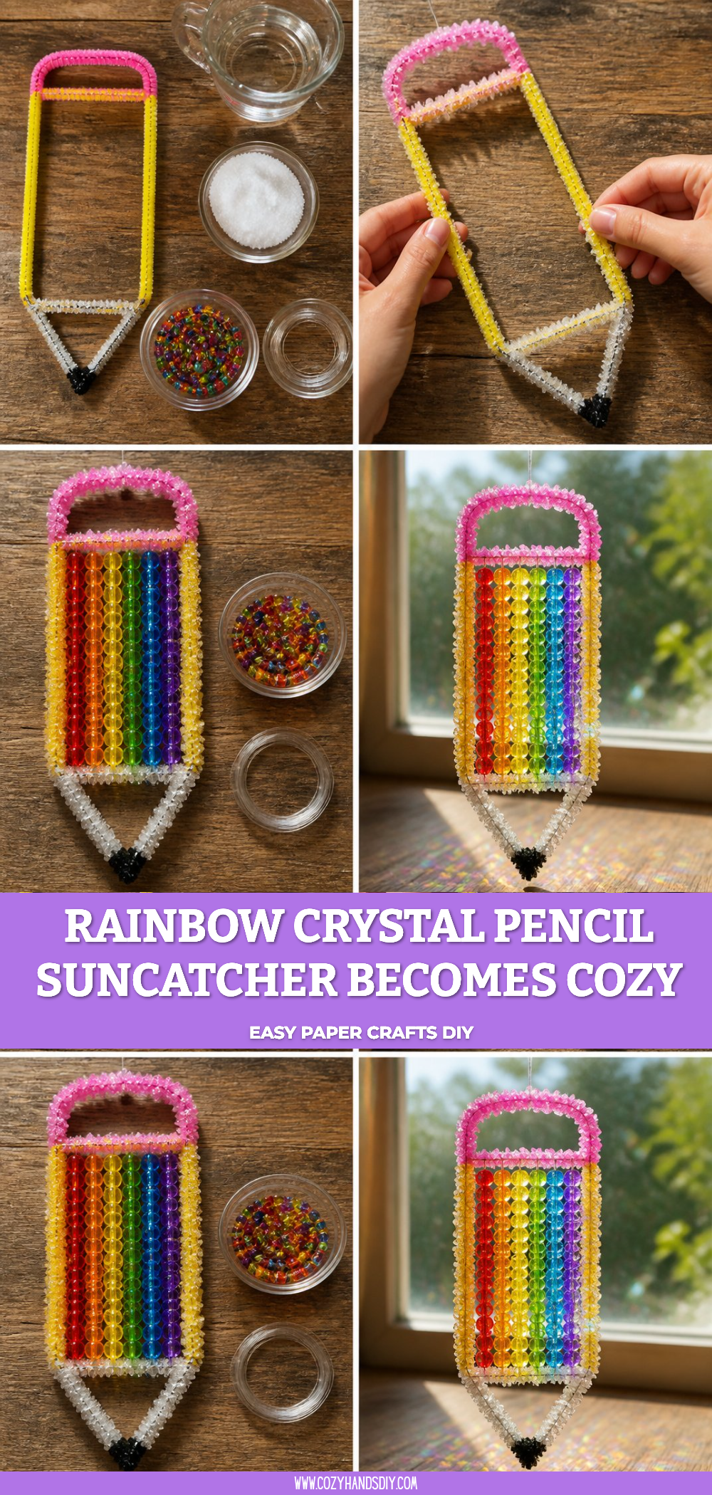 Rainbow Crystal Pencil Suncatcher Becomes Cozy