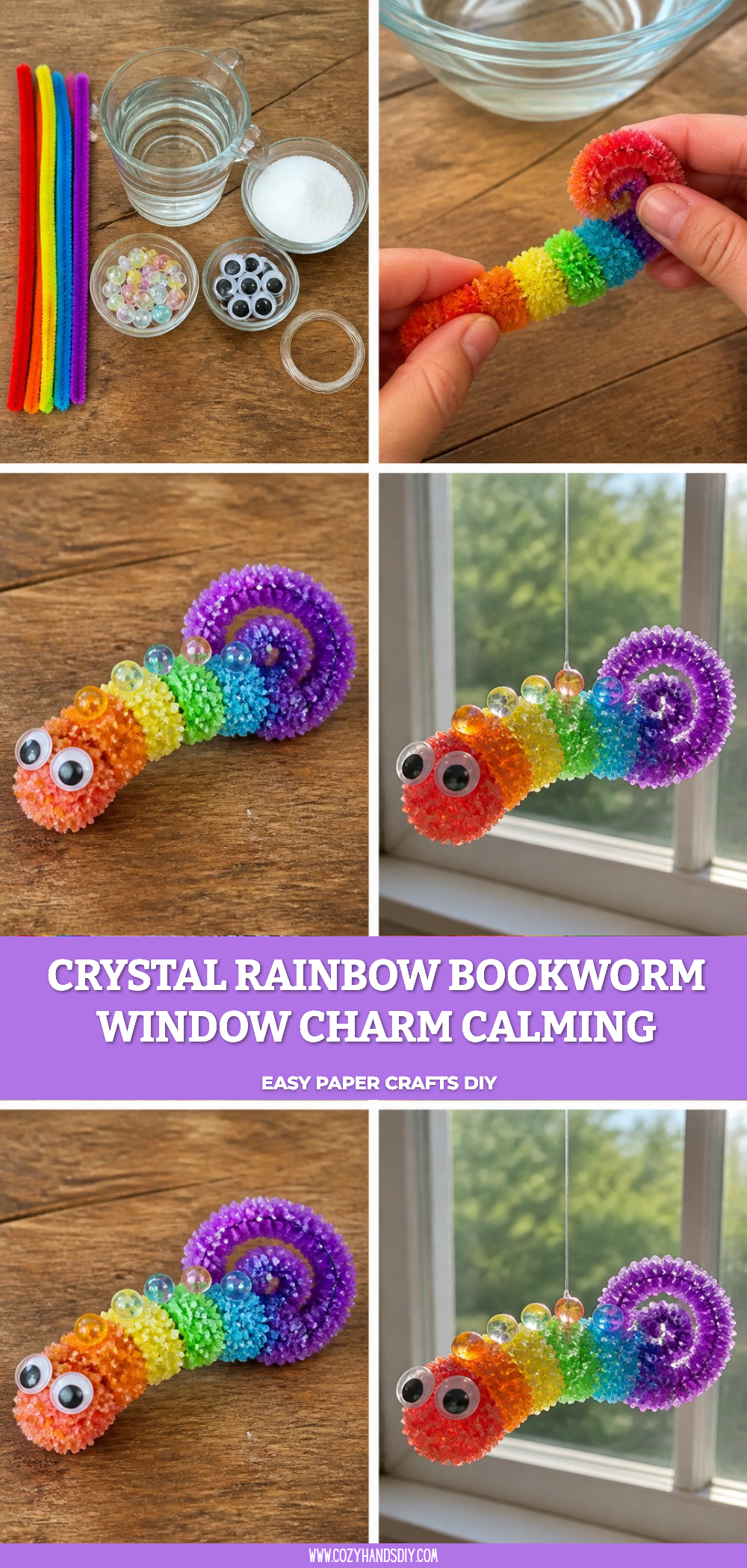 Crystal Rainbow Bookworm Window Charm Calming 6 Crystal Rainbow Bookworm Window Charm Calming