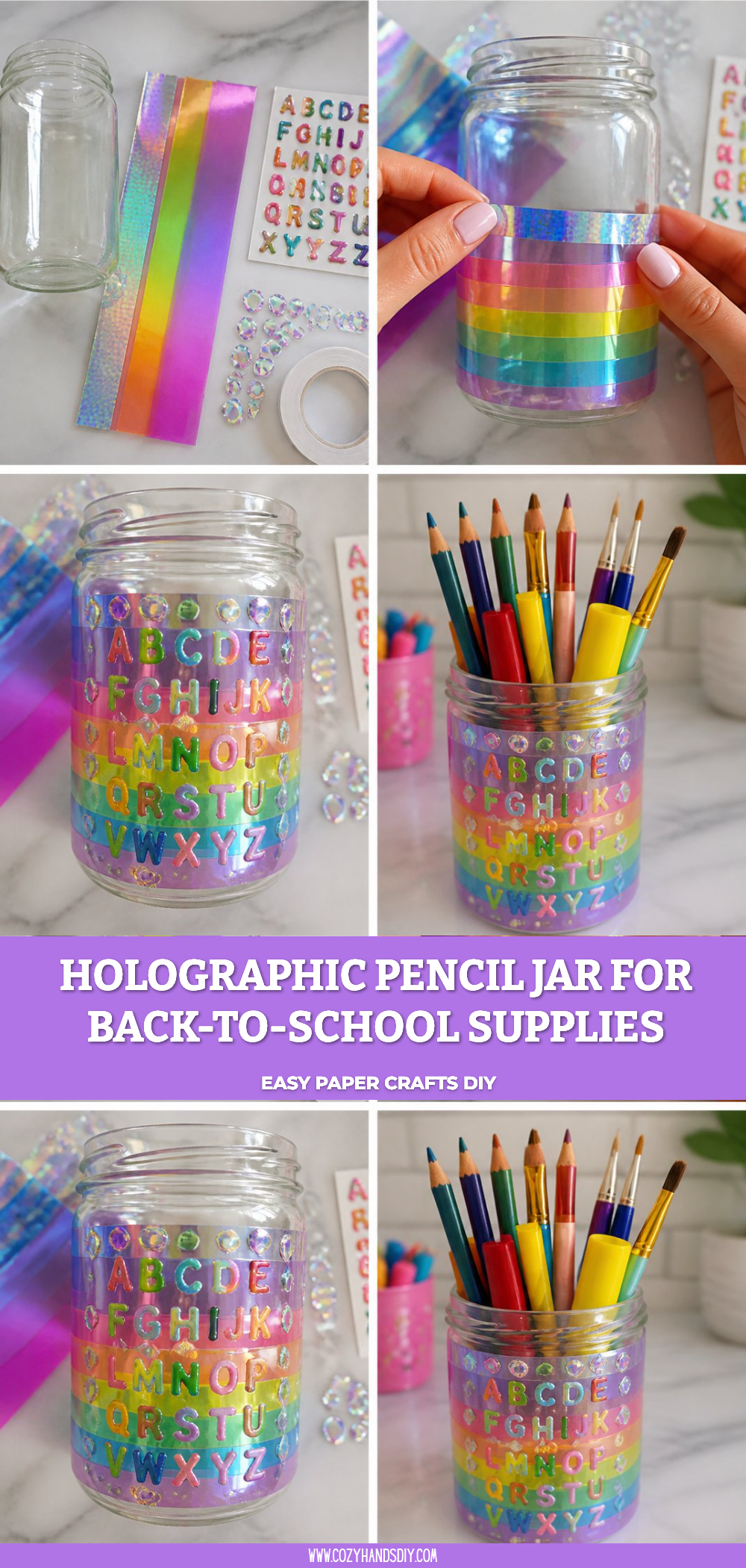Holographic Pencil Jar for Back-to-School Supplies