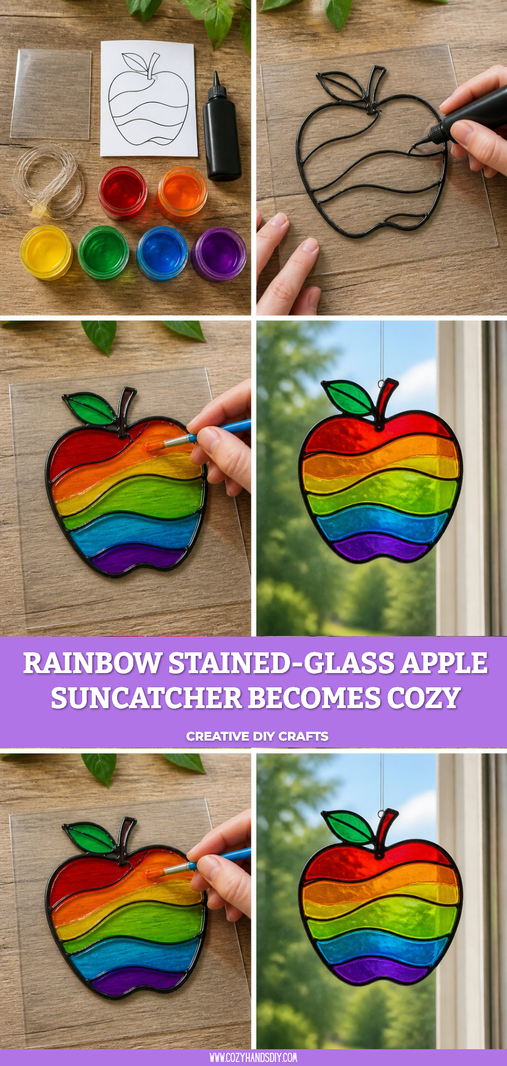 Rainbow Stained-Glass Apple Suncatcher Becomes Cozy 6 Rainbow Stained-Glass Apple Suncatcher Becomes Cozy