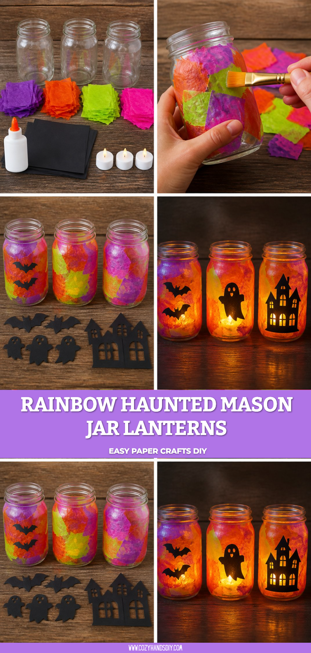 Rainbow Haunted Mason Jar Lanterns 6 Rainbow Haunted Mason Jar Lanterns