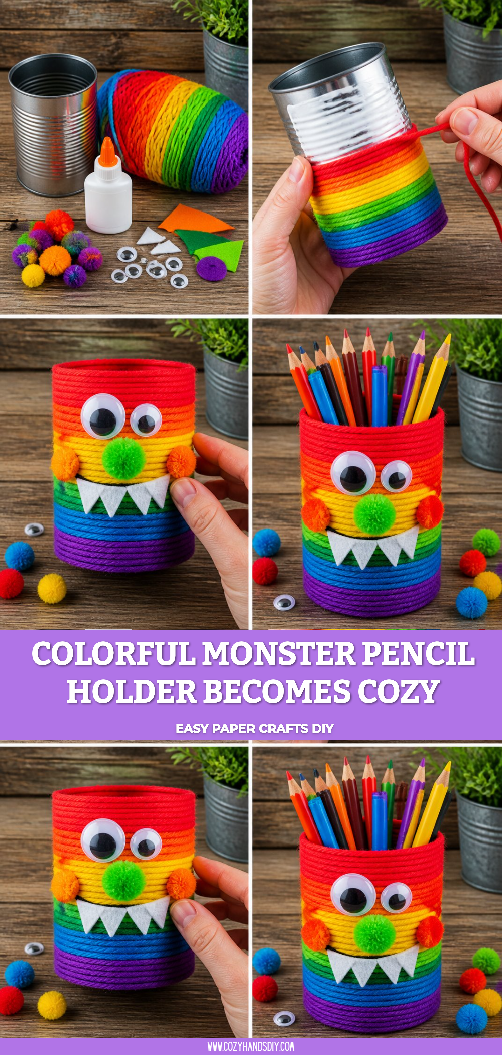 Colorful Monster Pencil Holder Becomes Cozy