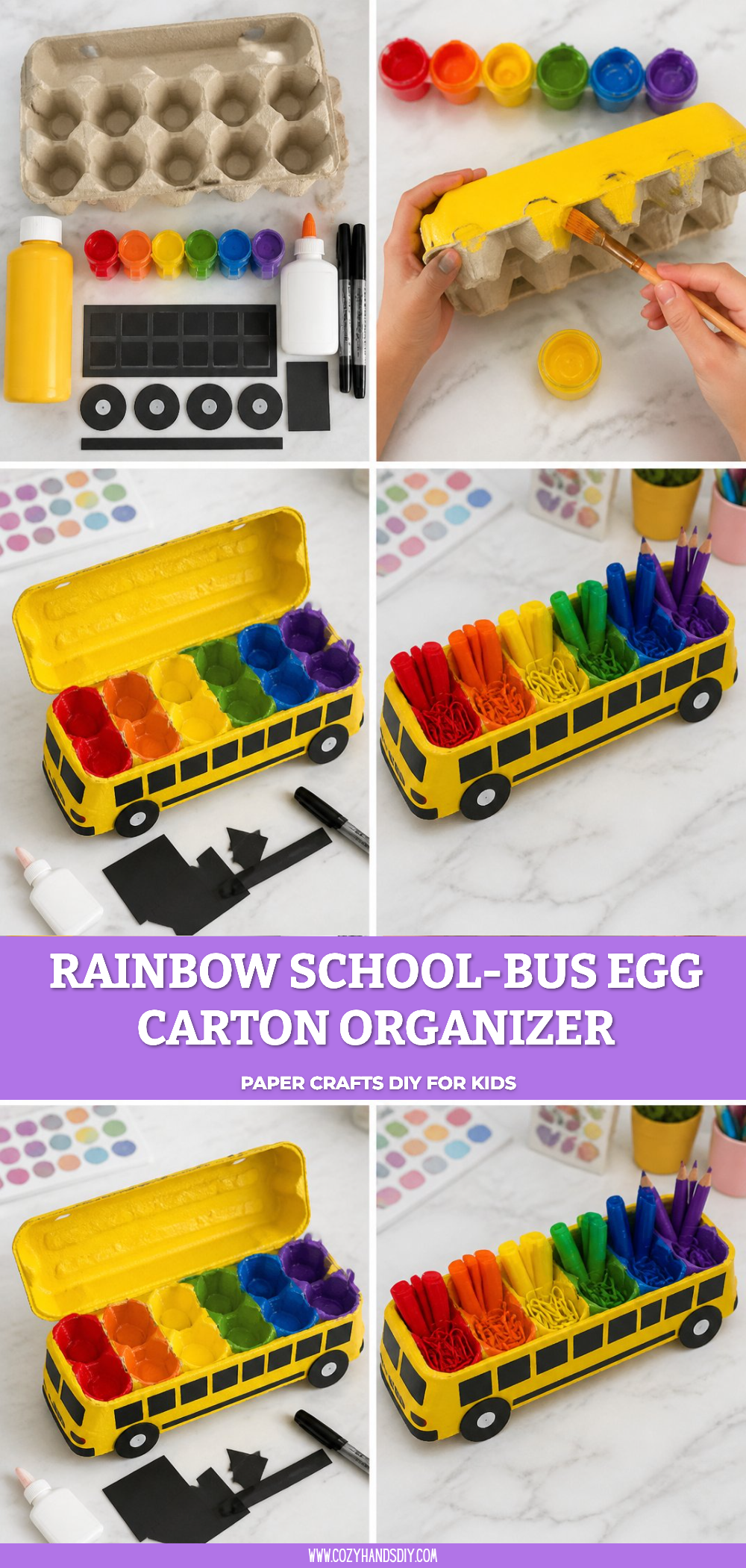 Rainbow School-Bus Egg Carton Organizer 6 Rainbow School-Bus Egg Carton Organizer