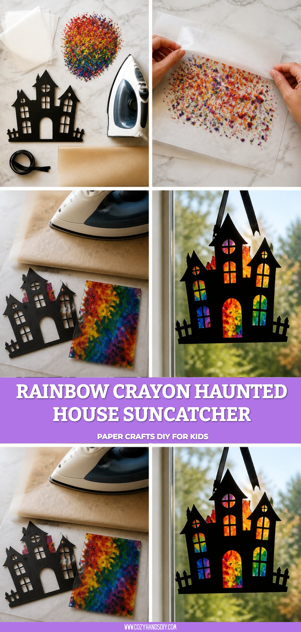 Rainbow Crayon Haunted House Suncatcher 6 Rainbow Crayon Haunted House Suncatcher