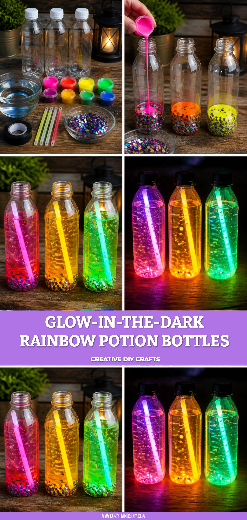 Glow-in-the-Dark Rainbow Potion Bottles 6 Glow-in-the-Dark Rainbow Potion Bottles