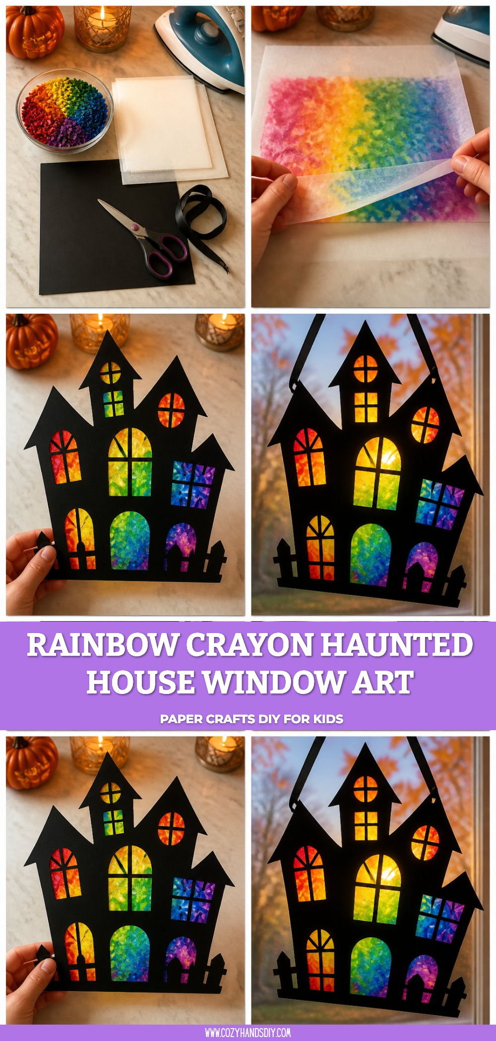 Rainbow Crayon Haunted House Window Art 6 Rainbow Crayon Haunted House Window Art
