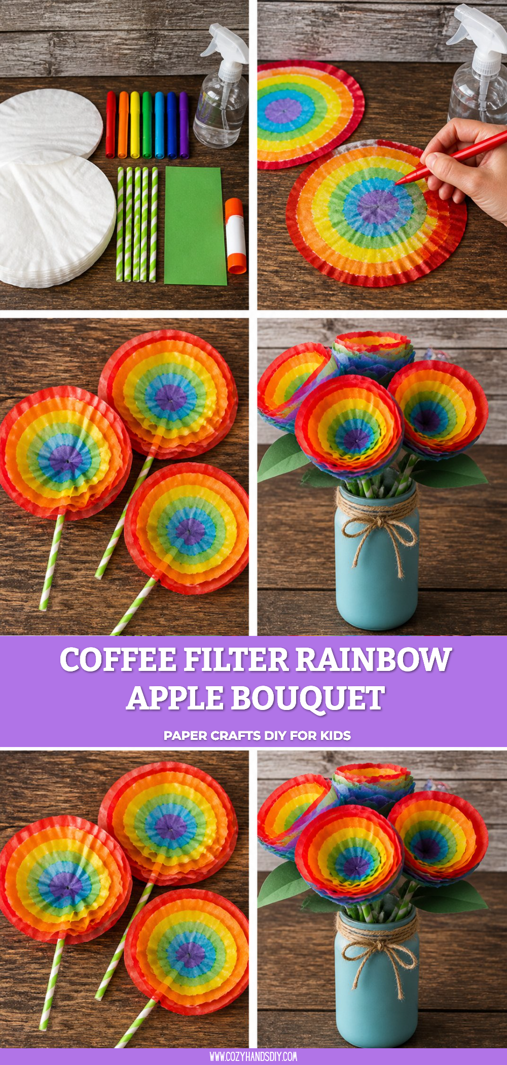 Coffee Filter Rainbow Apple Bouquet 6 Coffee Filter Rainbow Apple Bouquet