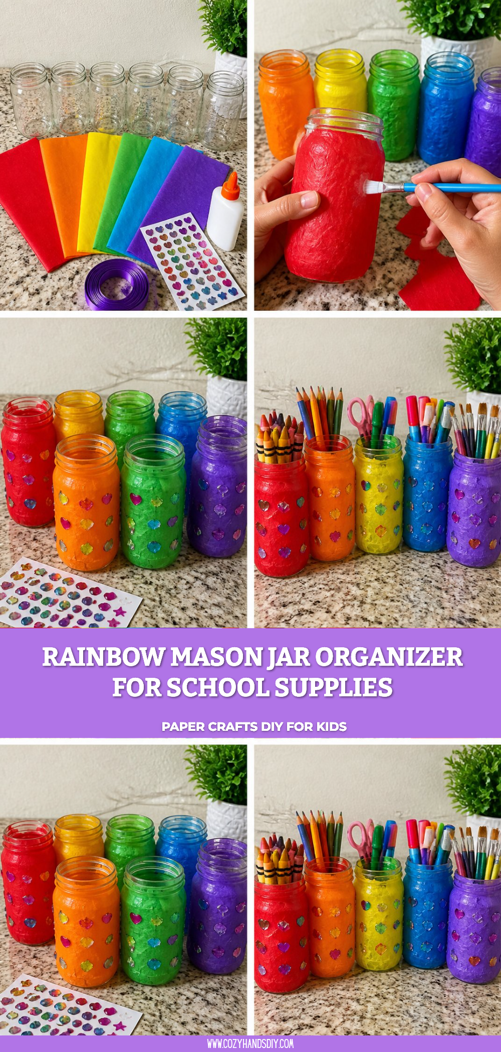 Rainbow Mason Jar Organizer for School Supplies 6 Rainbow Mason Jar Organizer for School Supplies