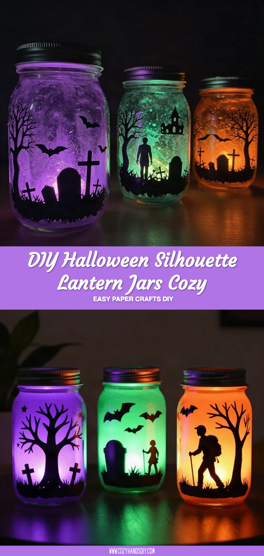 DIY Halloween Silhouette Lantern Jars Cozy 6 DIY Halloween Silhouette Lantern Jars Cozy