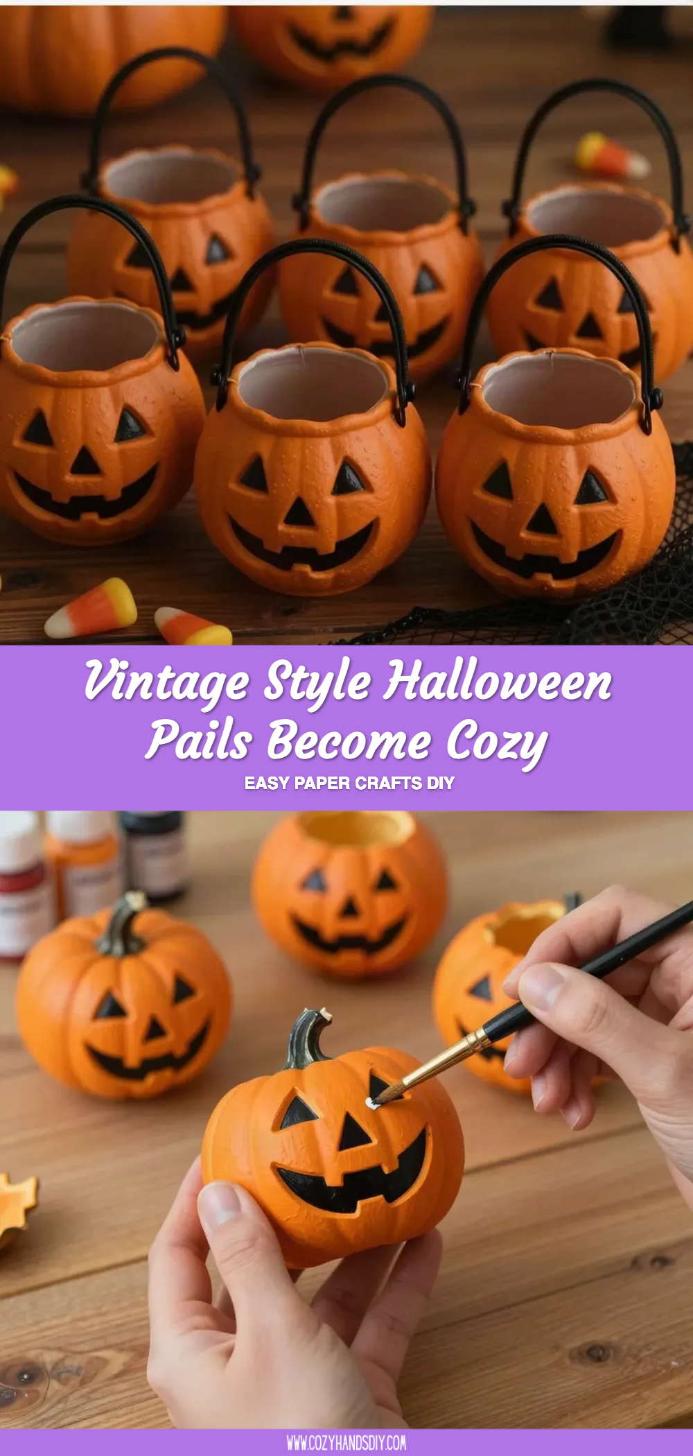 Glowing Vintage Halloween Pails with Tea Lights 6 Vintage Style Halloween Pails Become Cozy