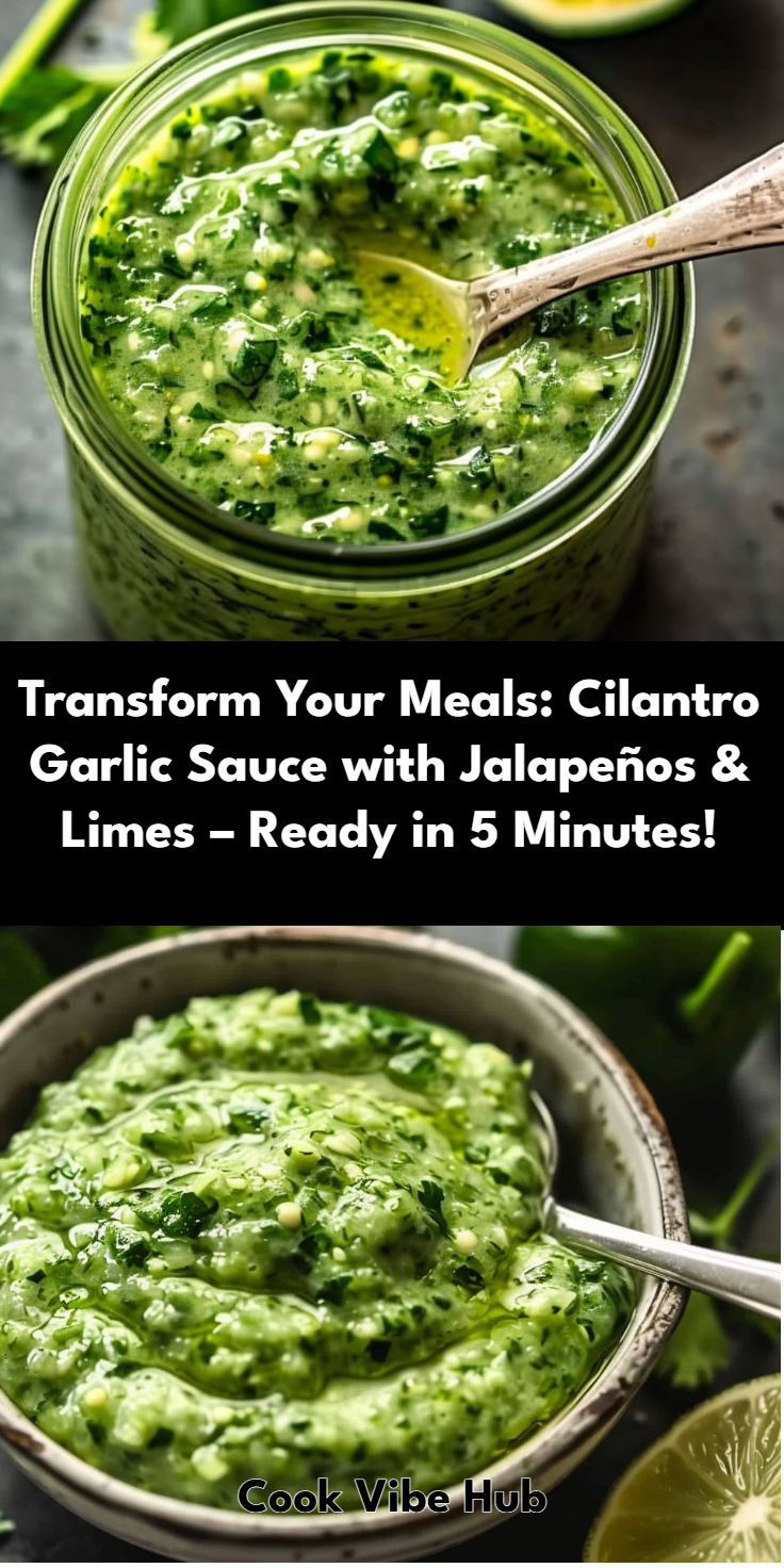 Cilantro Garlic Sauce with Jalapeños and Limes