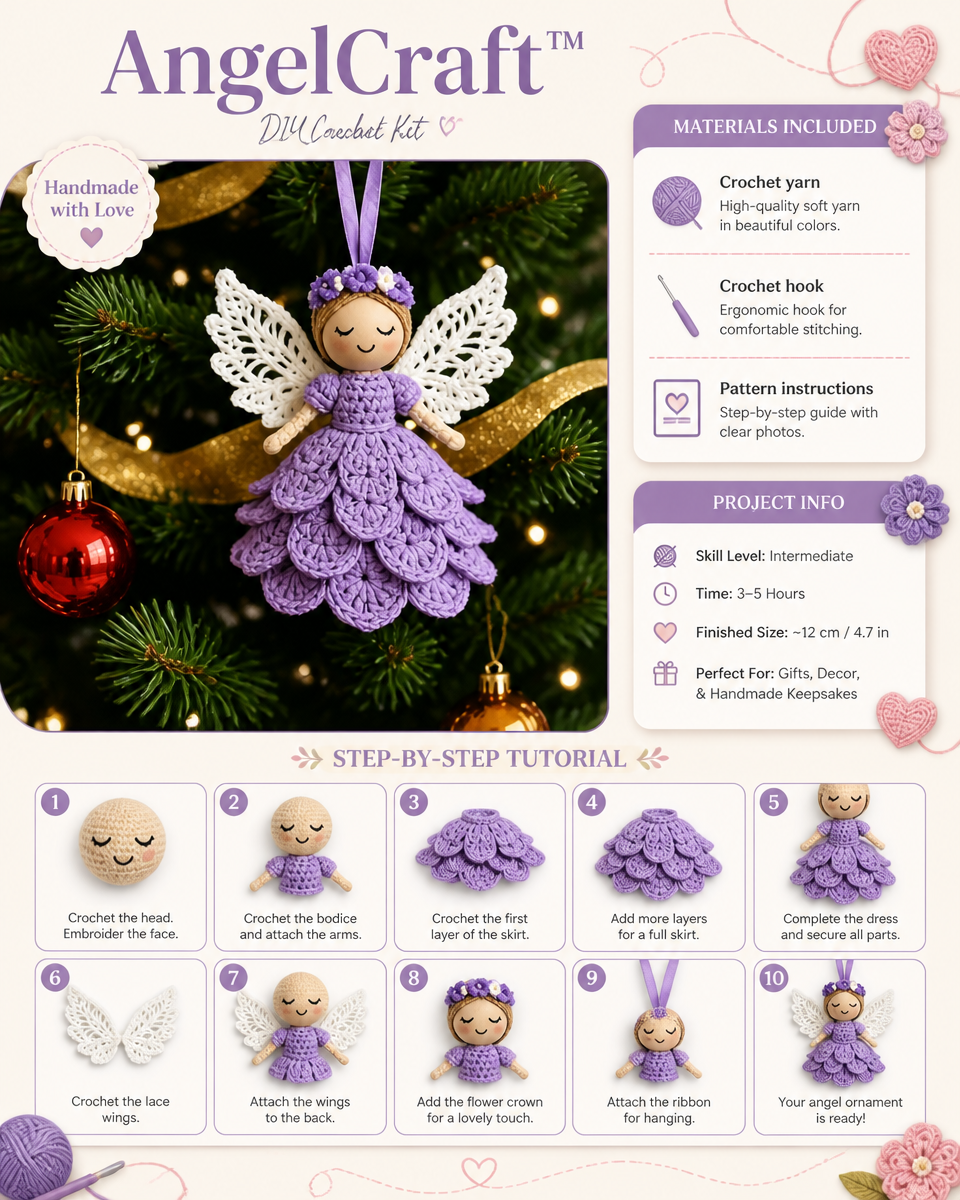 AngelCraft DIY Crochet Kit for Beginners - Learn Crochet at Home