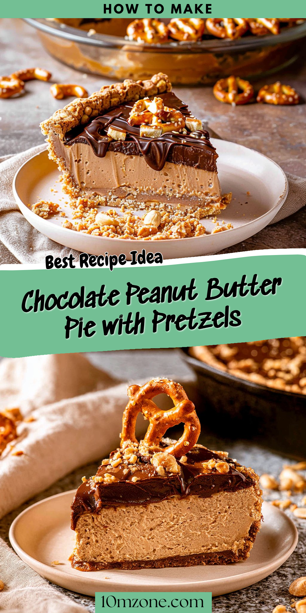 Chocolate Peanut Butter Pie with Pretzels