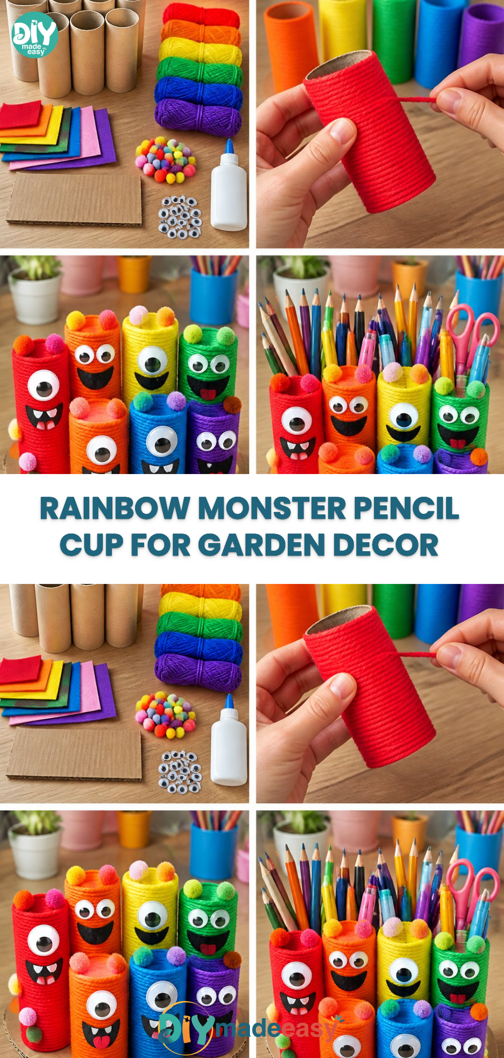 Rainbow Monster Pencil Cup for Garden Decor 24 Rainbow Monster Pencil Cup for Garden Decor