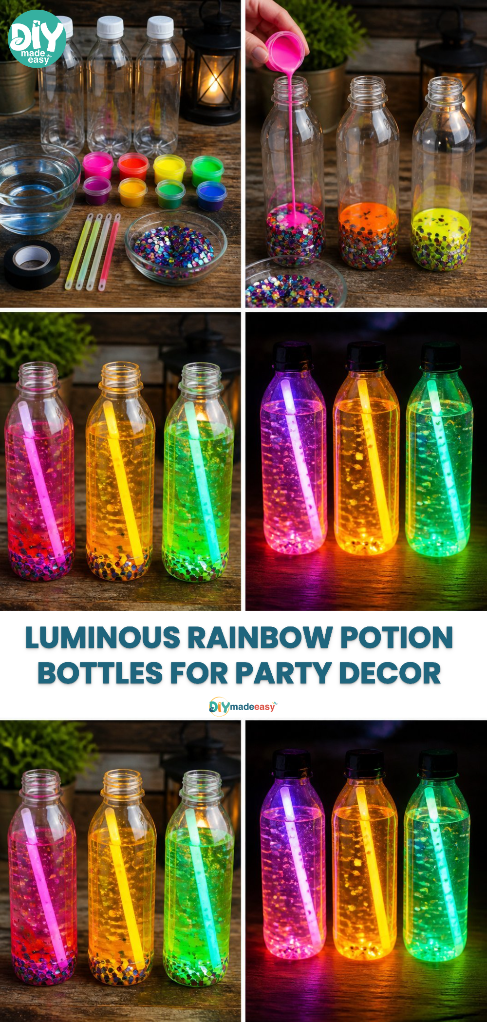 Luminous Rainbow Potion Bottles for Party Decor