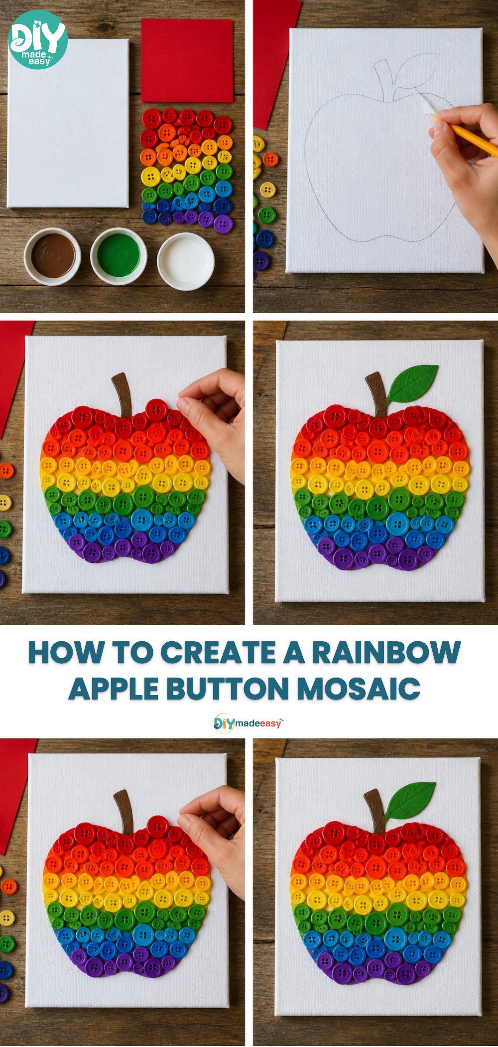 How to Create a Rainbow Apple Button Mosaic 20 How to Create a Rainbow Apple Button Mosaic