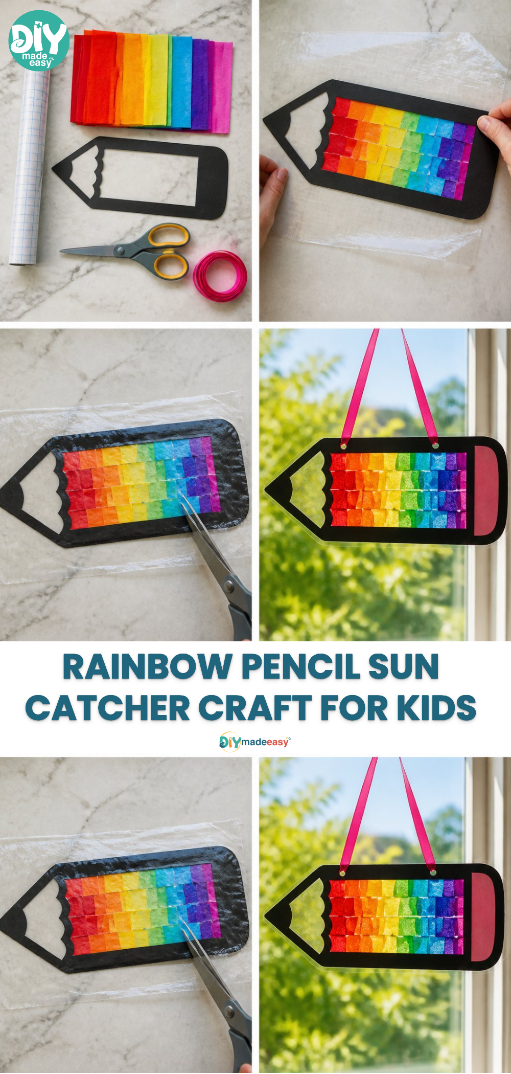 Rainbow Pencil Sun Catcher Craft for Kids 22 Rainbow Pencil Sun Catcher Craft for Kids