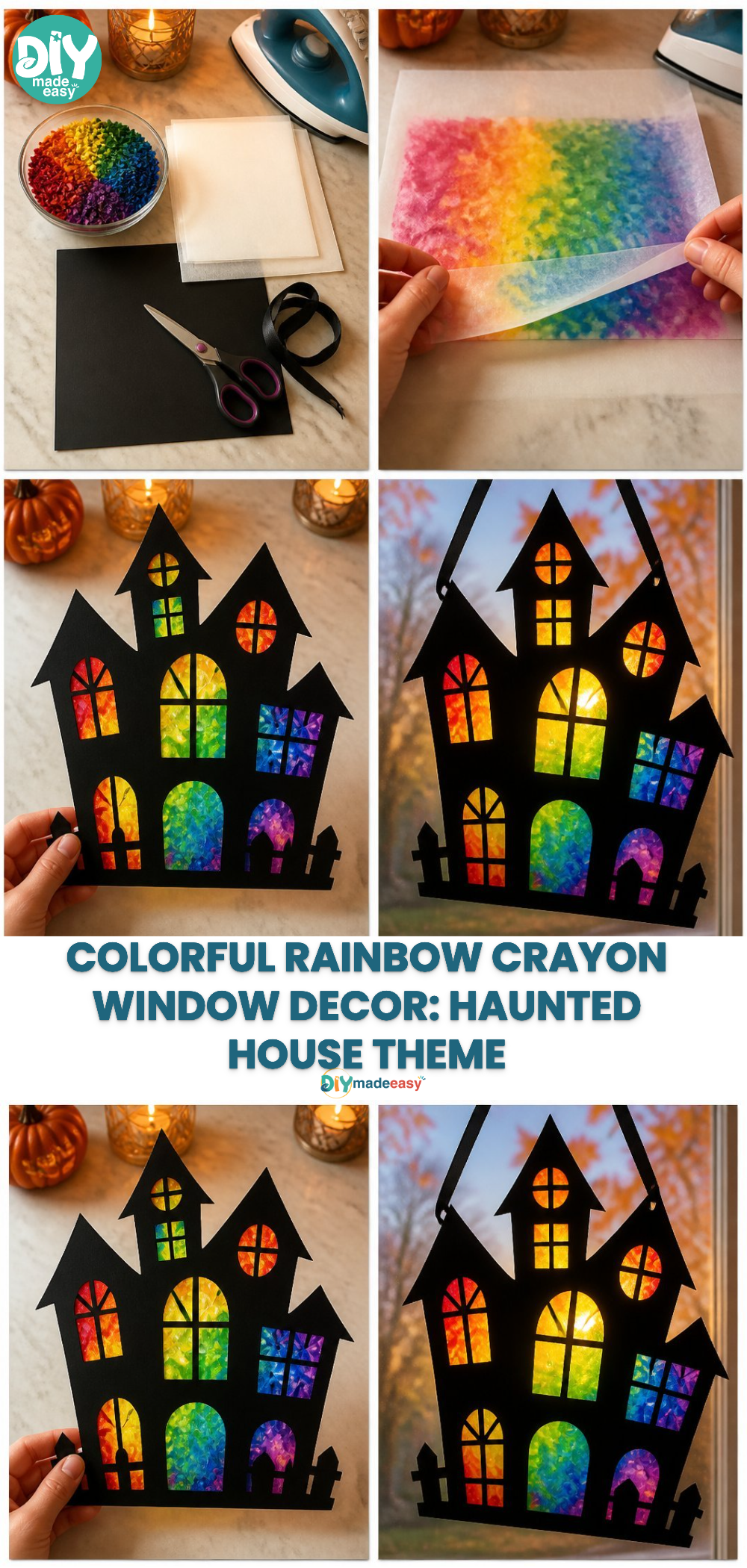 Colorful Rainbow Crayon Window Decor: Haunted House Theme 23 Colorful Rainbow Crayon Window Decor: Haunted House Theme