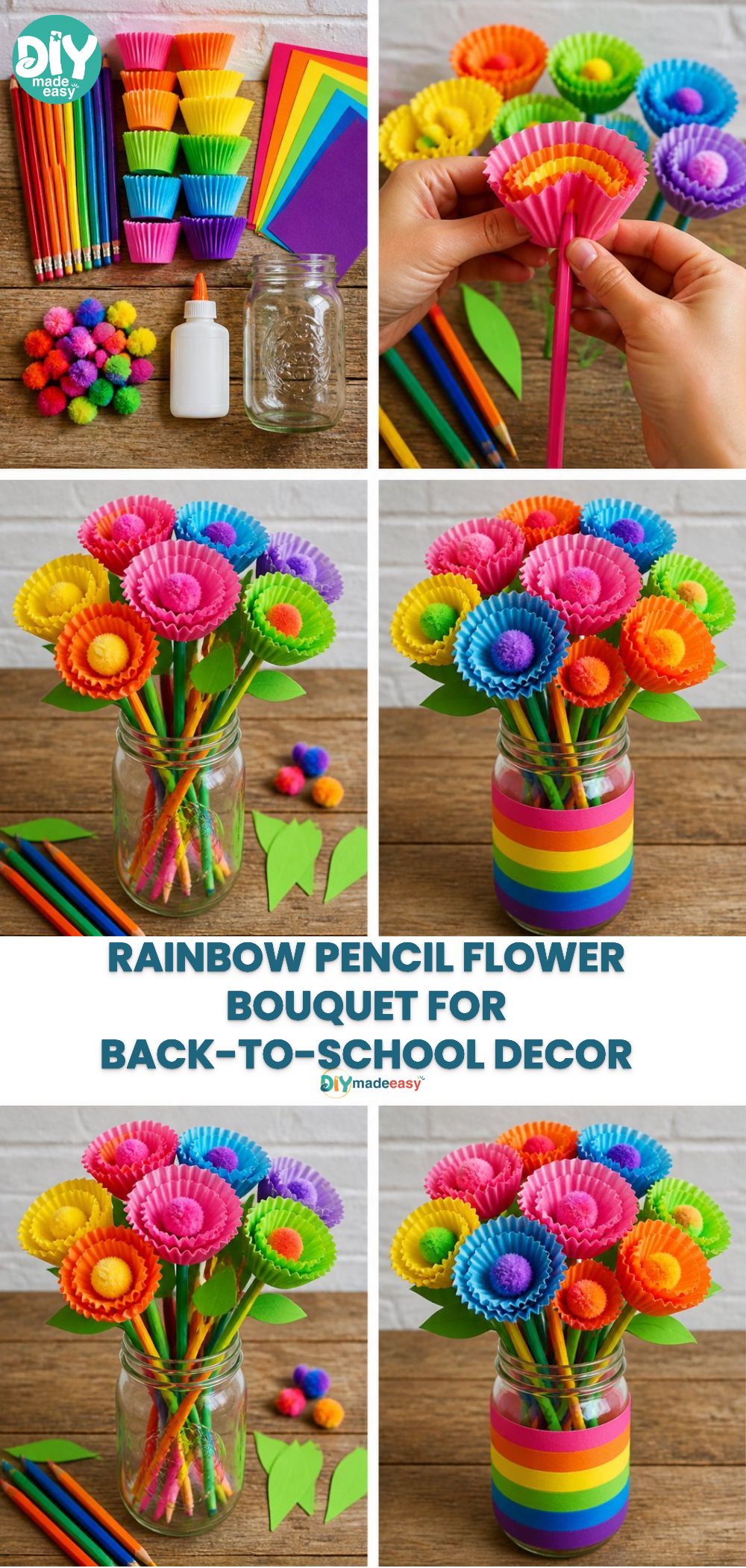 Rainbow Pencil Flower Bouquet for Back-to-School Decor 22 Rainbow Pencil Flower Bouquet for Back-to-School Decor