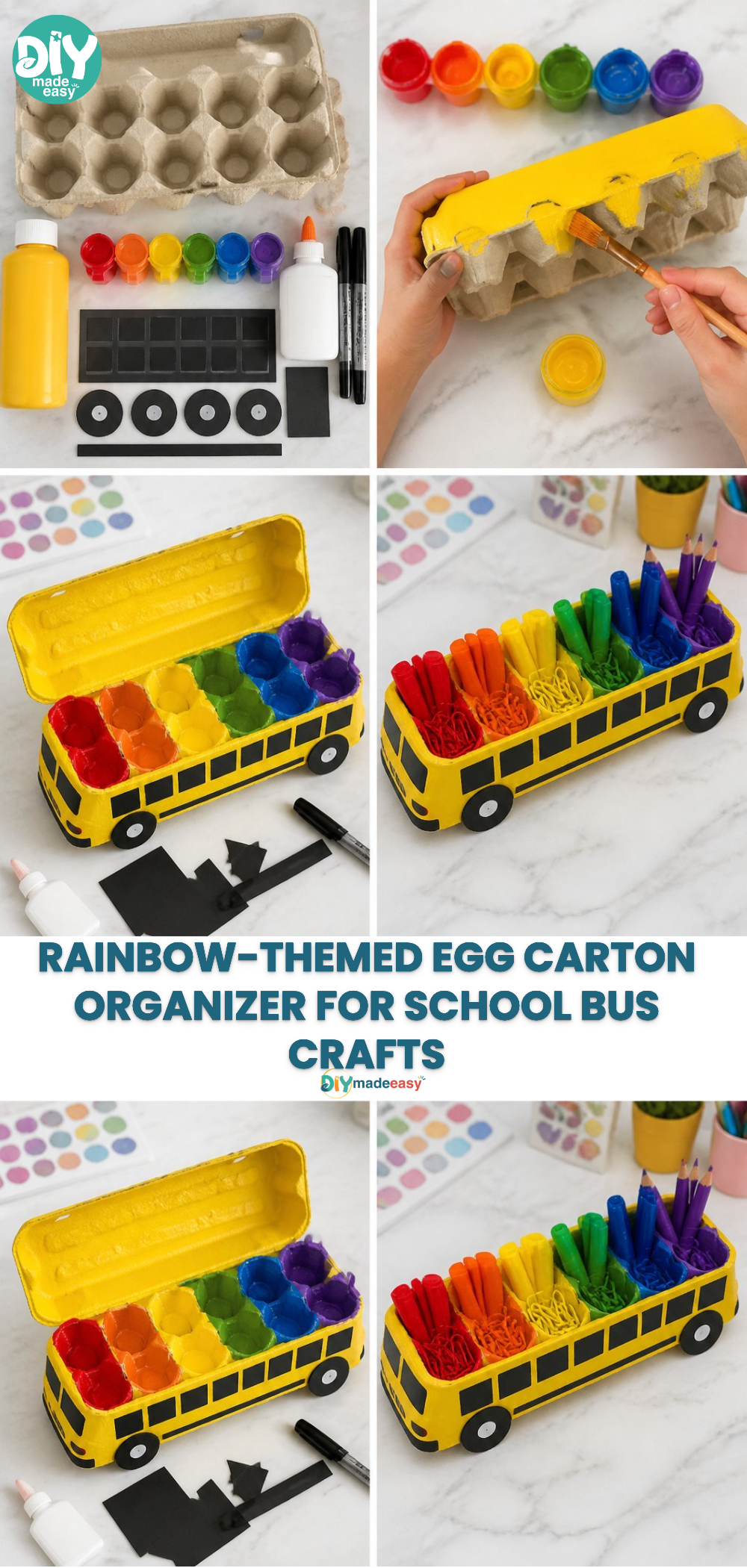 Rainbow-Themed Egg Carton Organizer for School Bus Crafts 23 Rainbow-Themed Egg Carton Organizer for School Bus Crafts