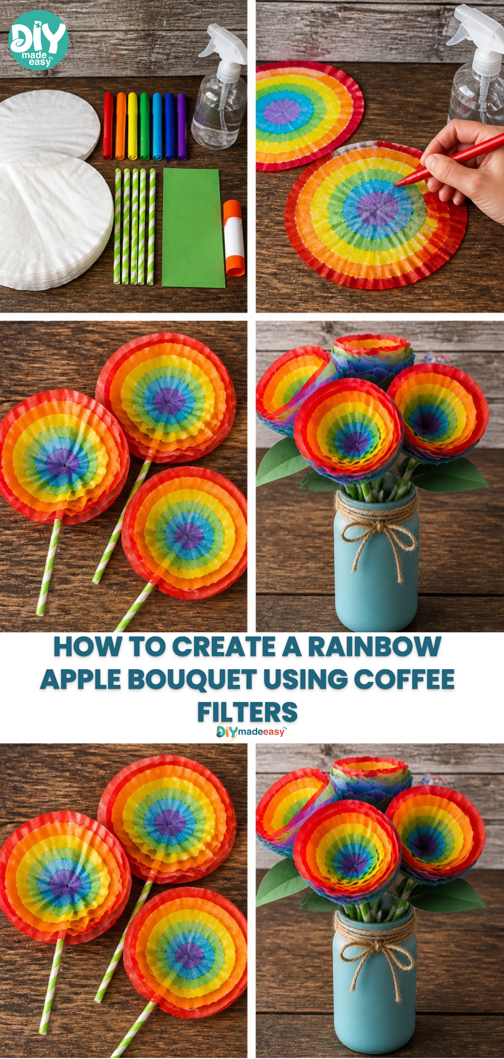 How to Create a Rainbow Apple Bouquet Using Coffee Filters 25 How to Create a Rainbow Apple Bouquet Using Coffee Filters